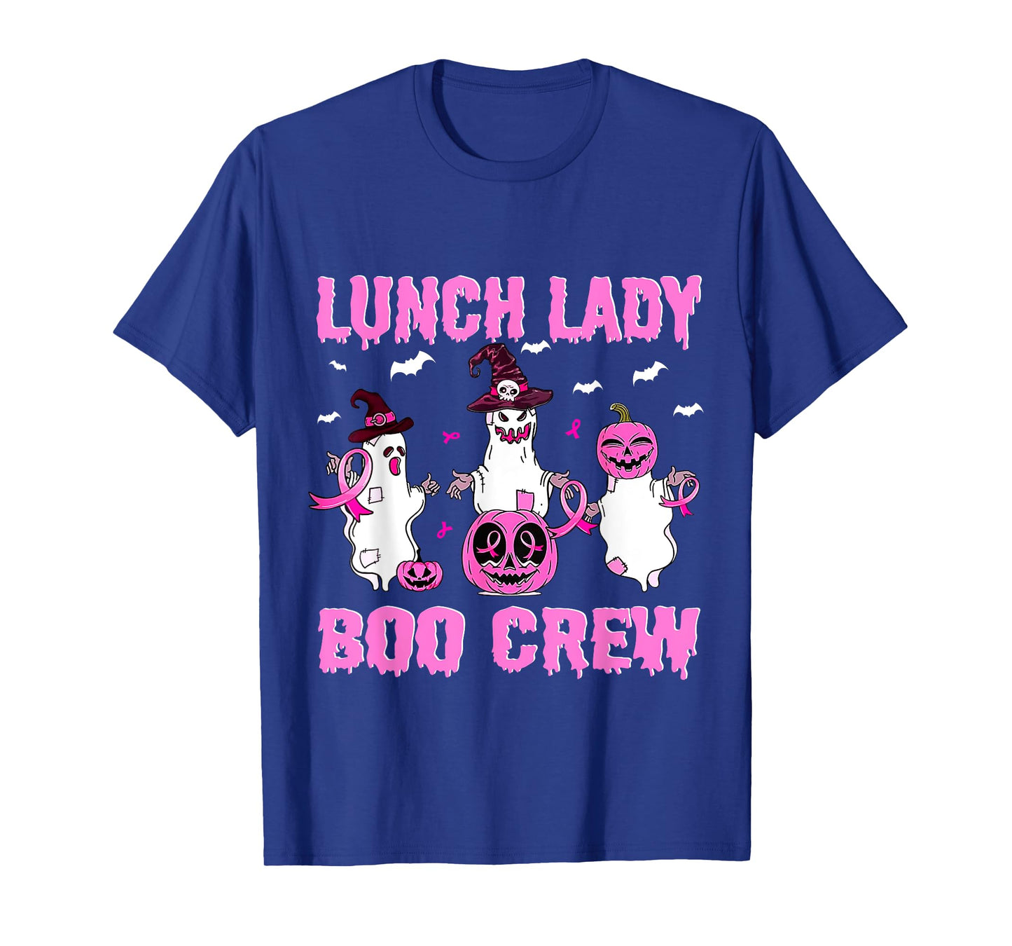 Lunch Lady Boo Crew Pumpkin Pink Breast Cancer Halloween T-Shirt