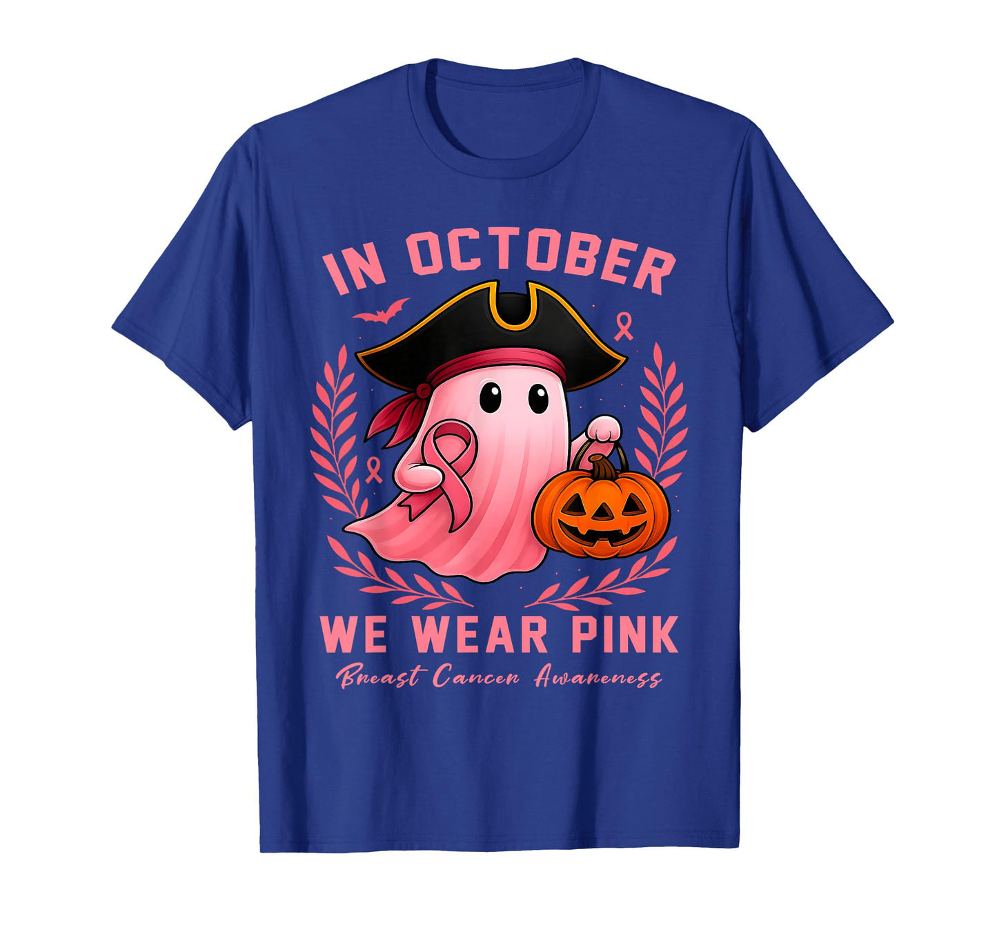 Breast Cancer Pirate Halloween in October We Wear Pink T-Shirt