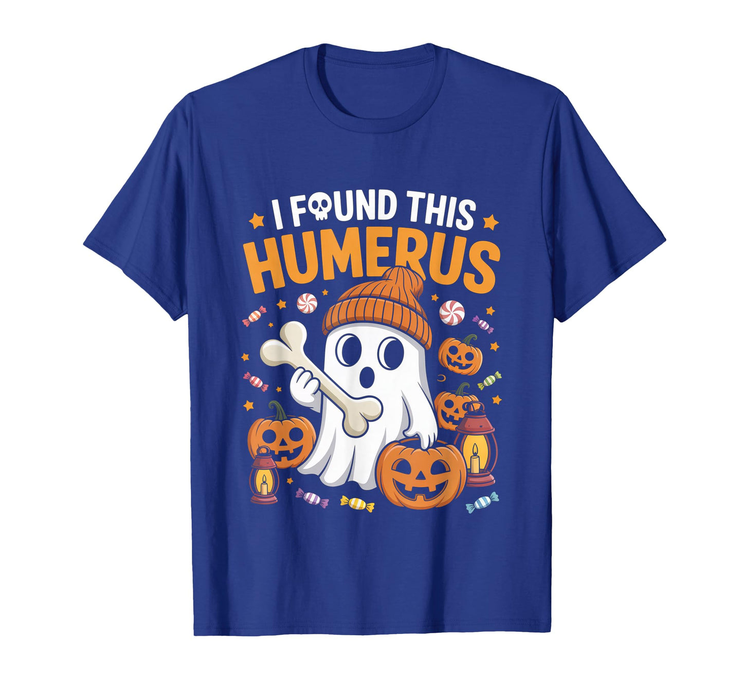 Ghost I Found This Humerus Funny Halloween Skeleton Women T-Shirt