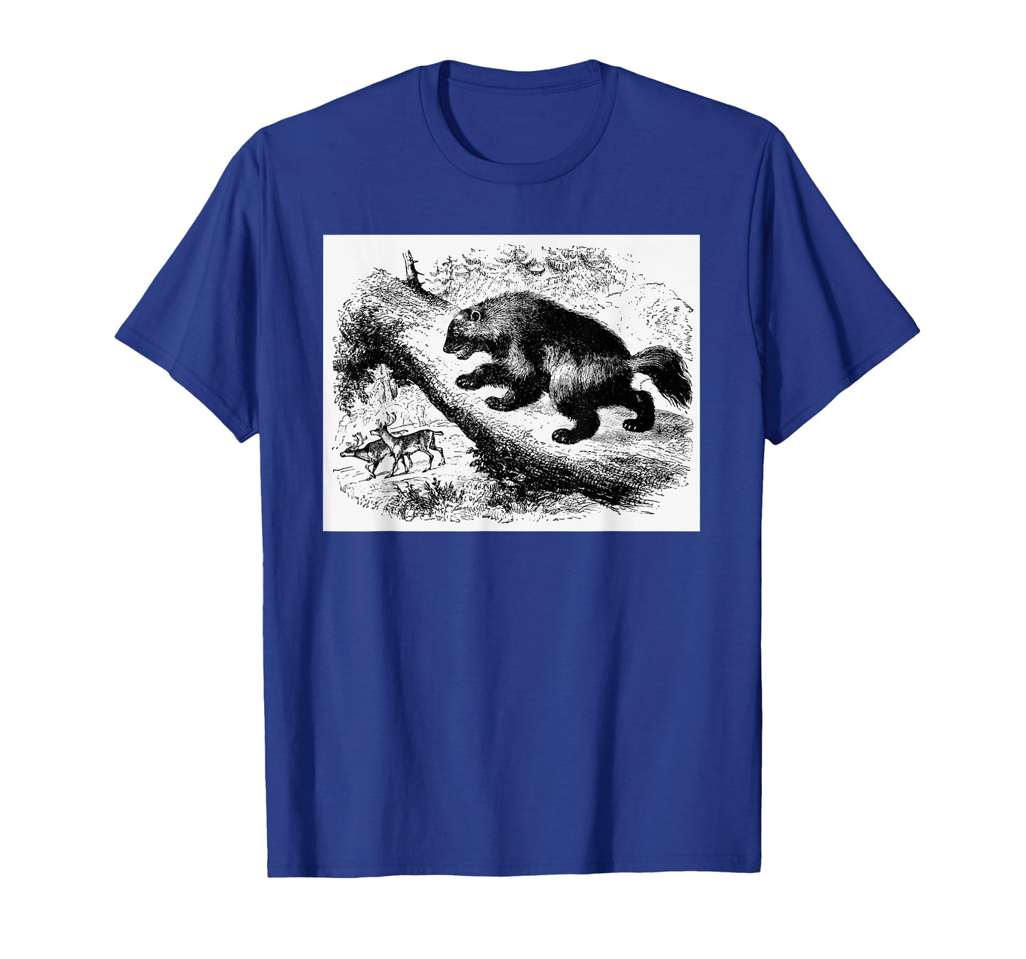Realist Wild Wolverine Animal Illustration Hand Drawn Art T-Shirt