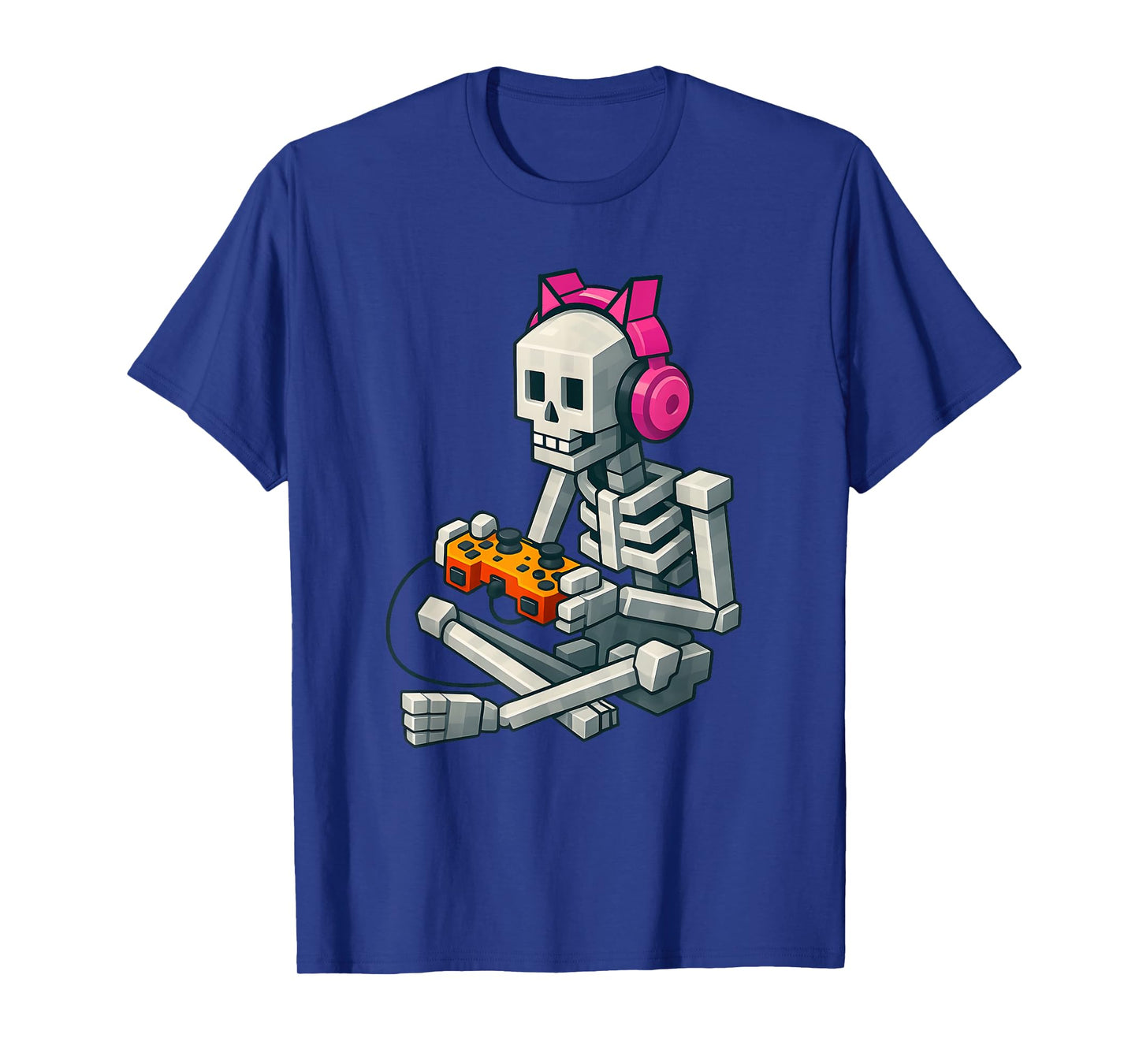 Halloween Skeleton Gamer Pixel Video Gaming Women Girls Kids T-Shirt