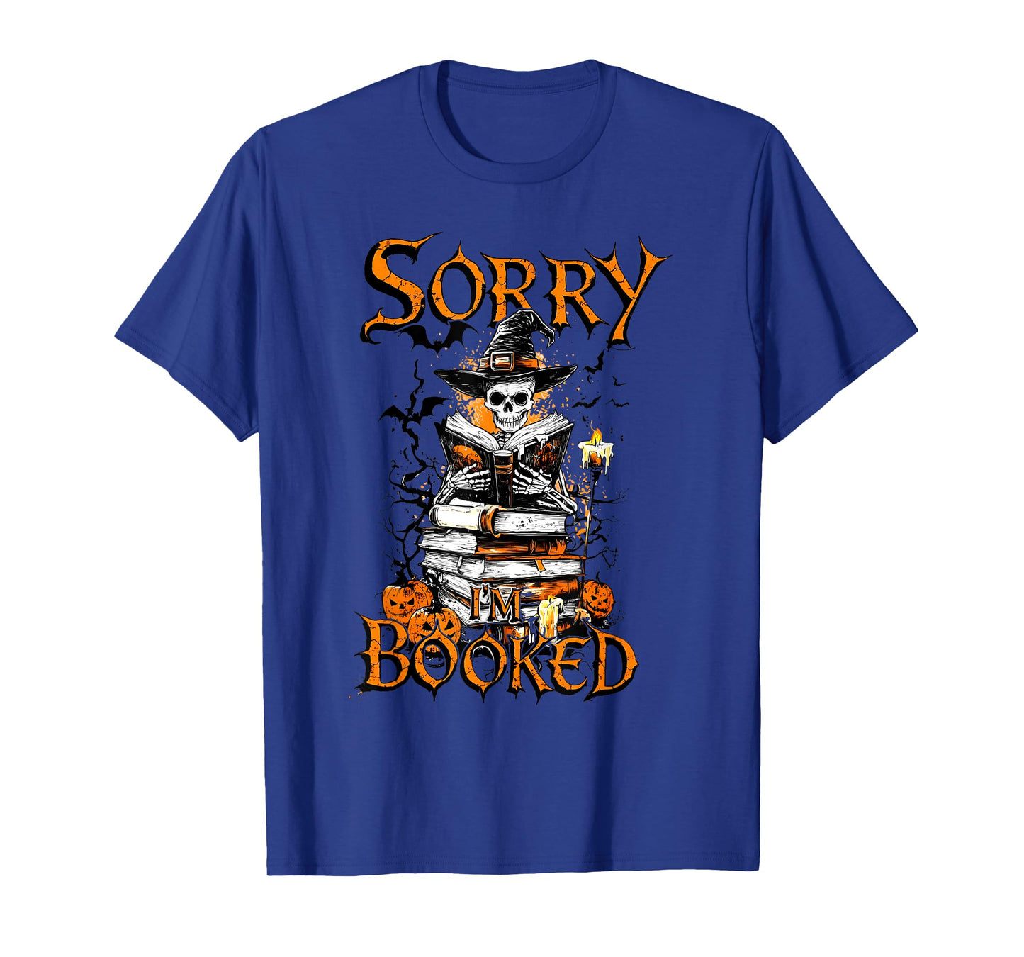 Halloween I'm Booked Spooky Book Lover Skeleton Reading Book T-Shirt