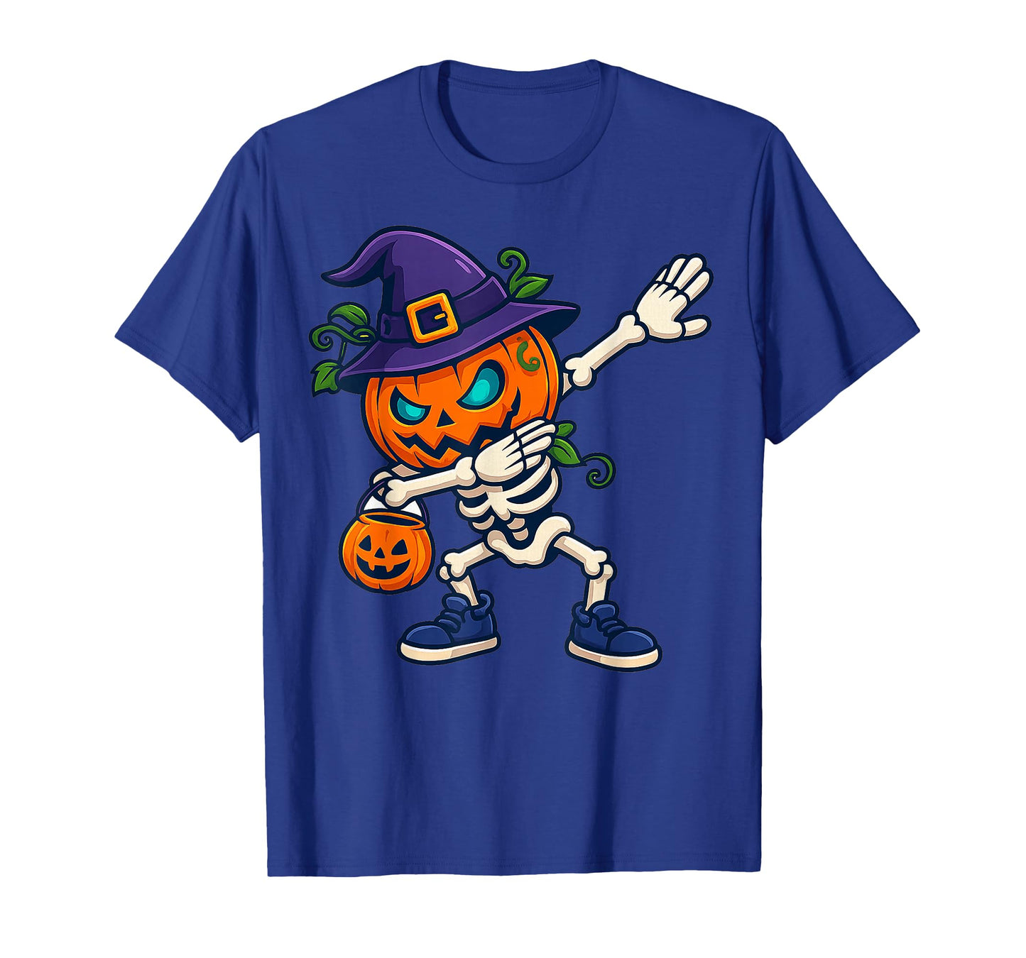 Halloween Boys Dabbing Skeleton Scary Pumpkin Jack O Lantern T-Shirt