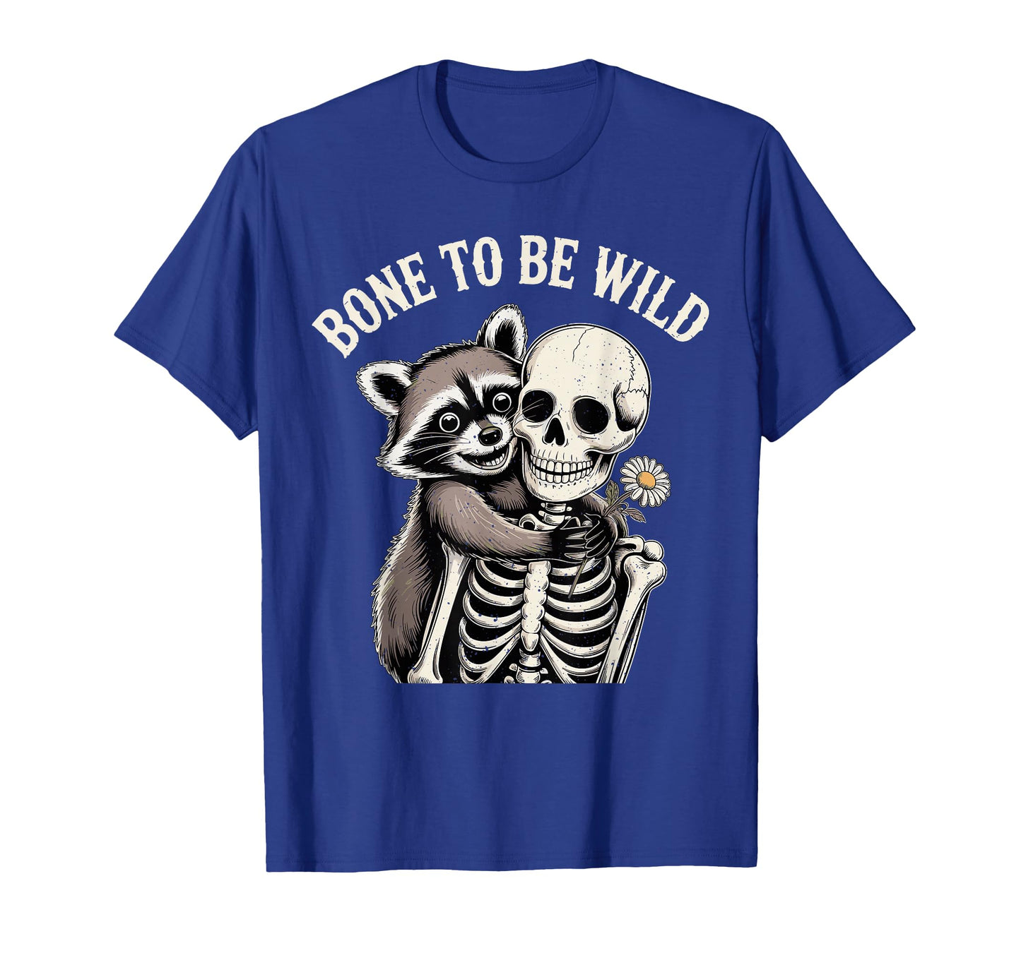 Funny Raccoon Hugging Skeleton Halloween T-Shirt
