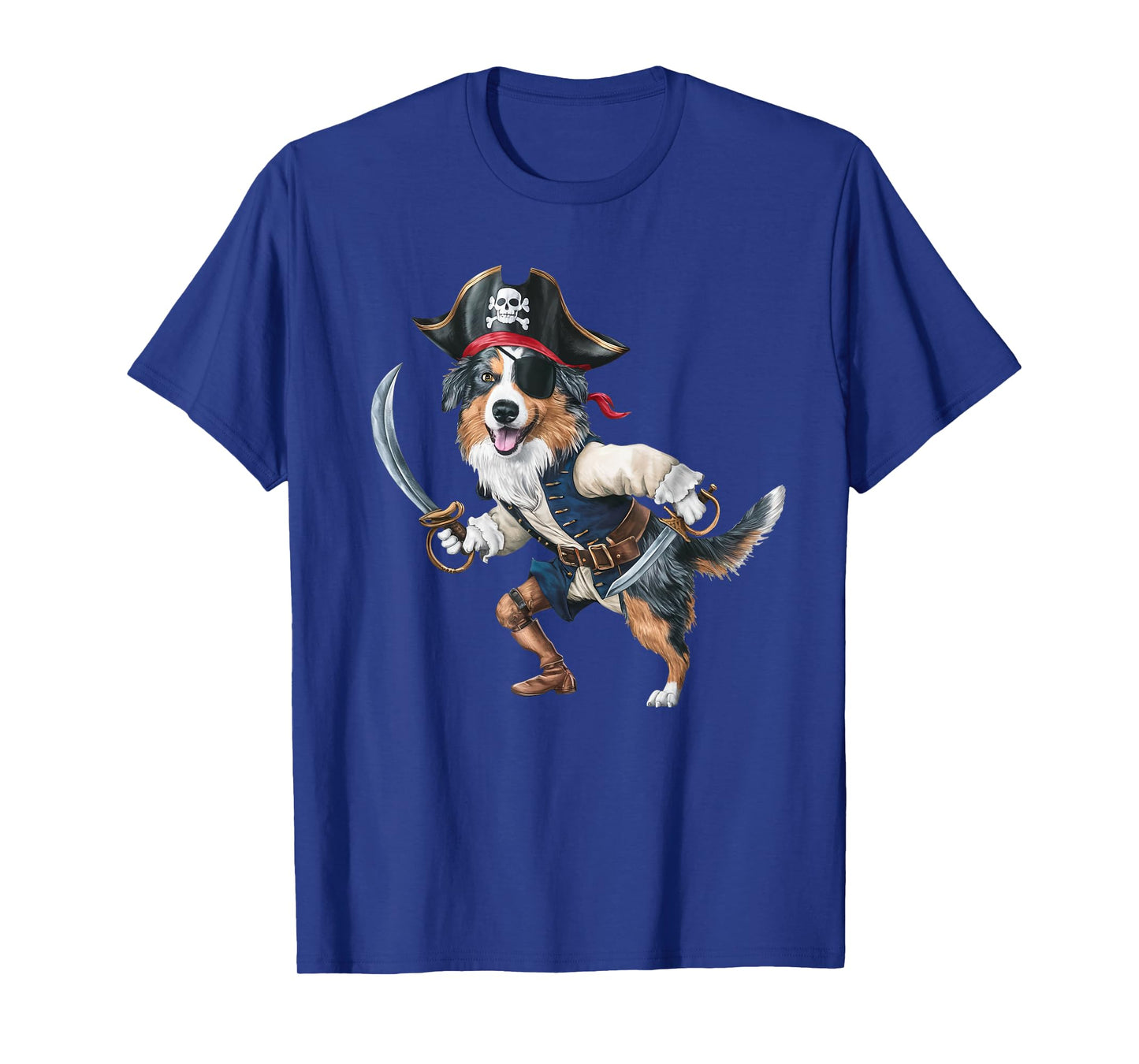 Australian Shepherd Pirate Halloween Mens Womens Kids Pirate T-Shirt