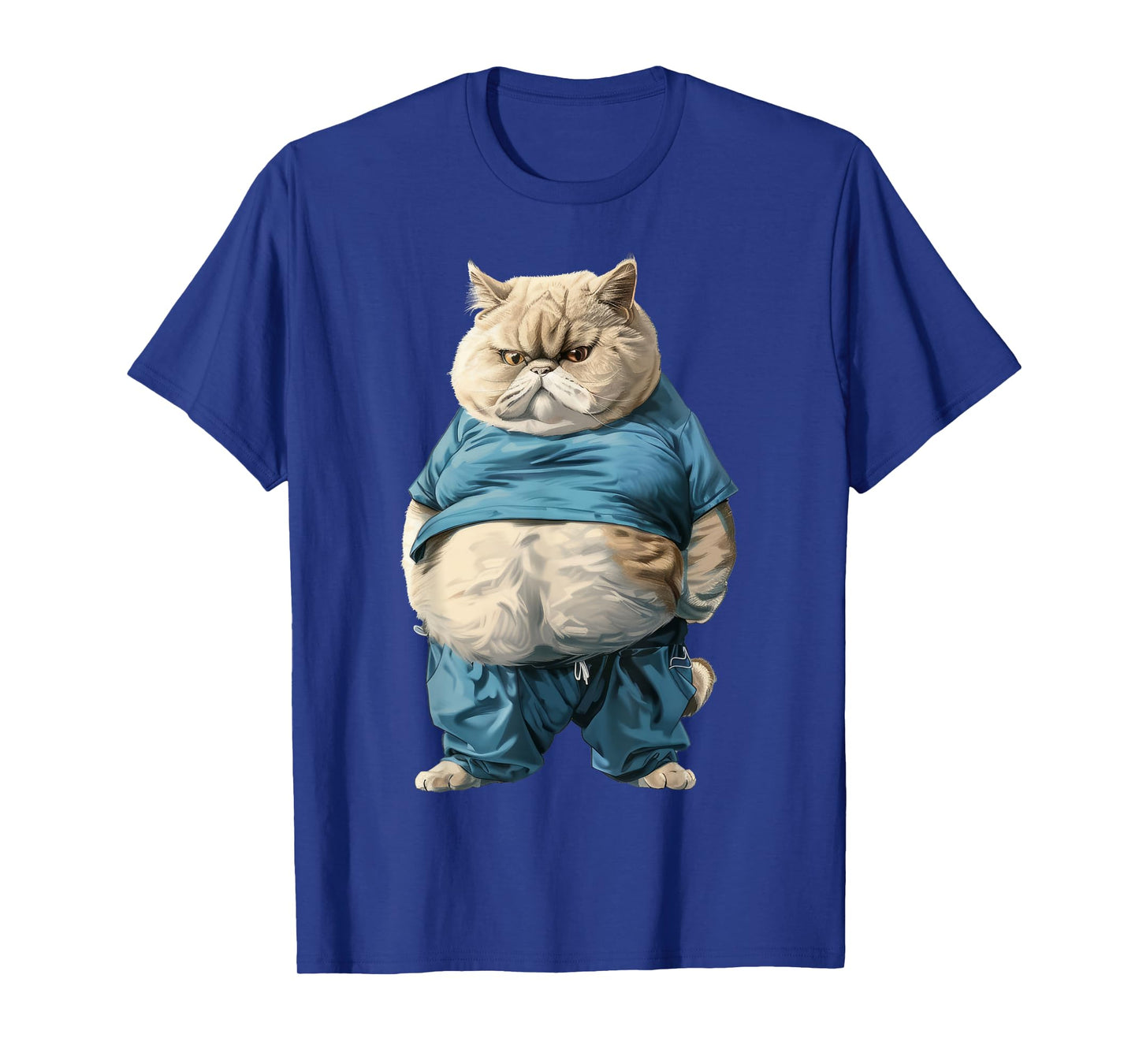 Nourjoy Funny Fat Cat Art Design Fat Kitten Cat Lover T-Shirt, Small, Black