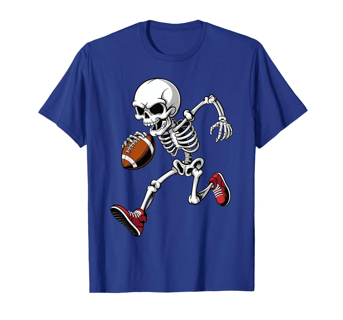Boys Kids Skeleton Playing Football Halloween Trick or Treat T-Shirt