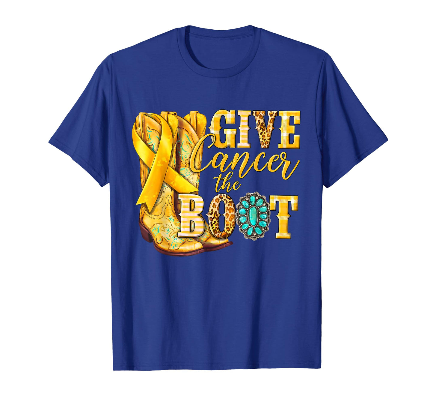 Gold Ribbon Give Cancer The Boot Childhood Cancer Awareness T-Shirt