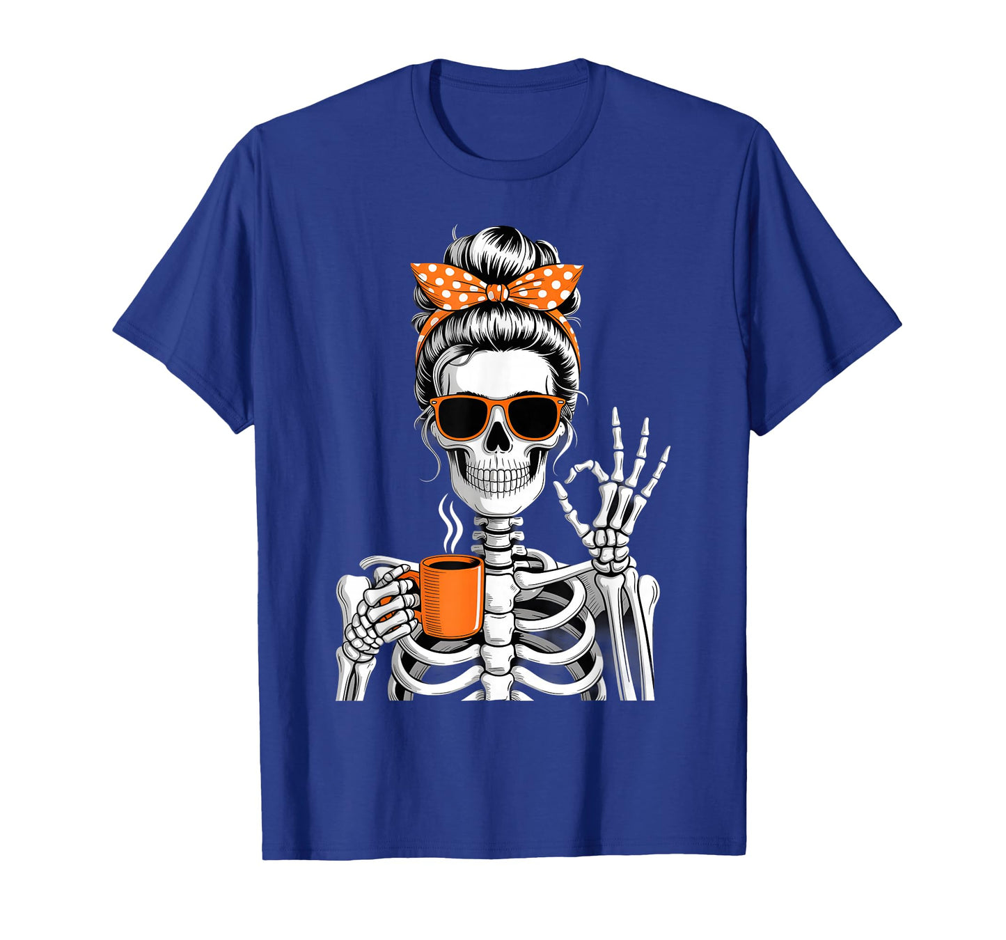 Cool Skeleton Coffee Lady Funny Halloween Design T-Shirt