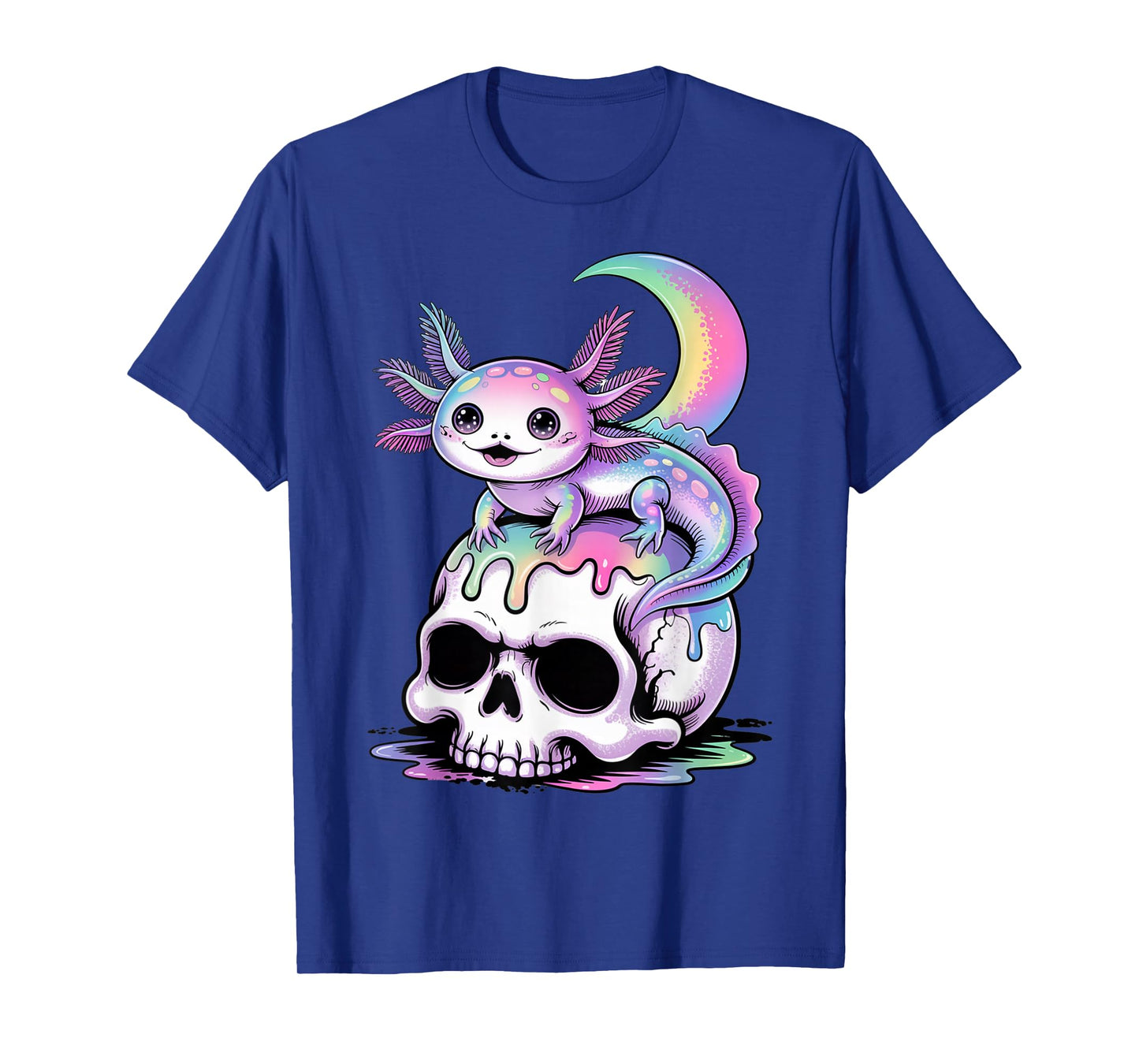 Kawaii Pastel Goth Cute Creepy Axolotl Bat Skeleton T-Shirt
