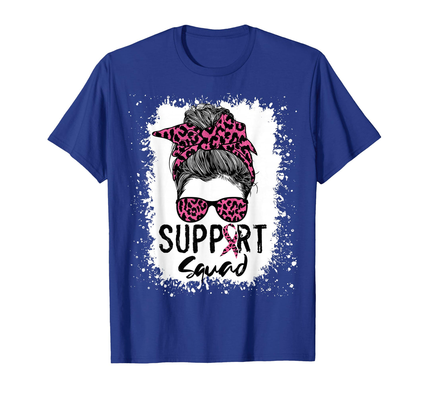 Breast Cancer Support Squad Shirt For Women , Messy Bun Pink T-Shirt