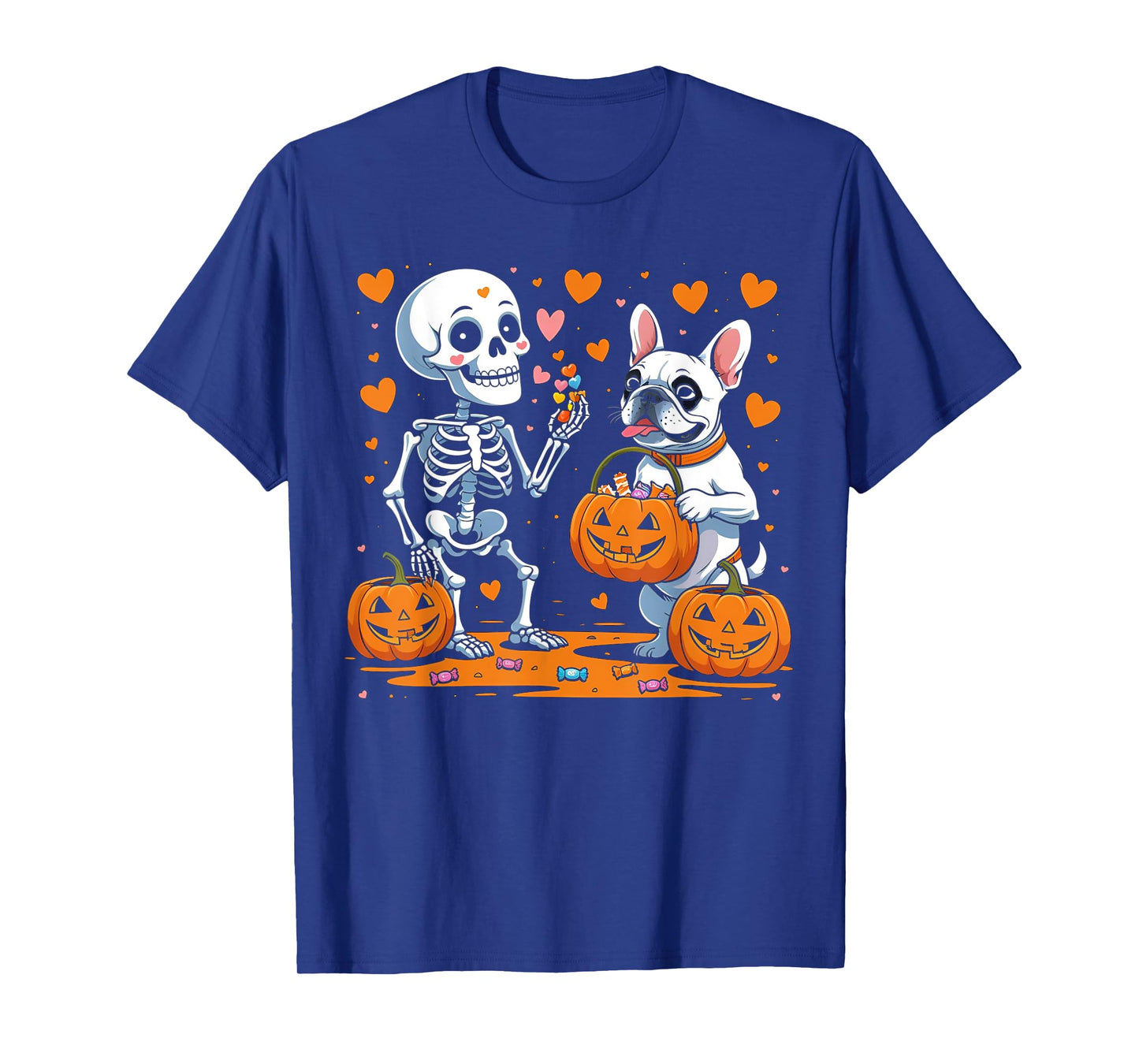 Bulldog and Skeleton Halloween Candy Hunt Shirt β T-Shirt