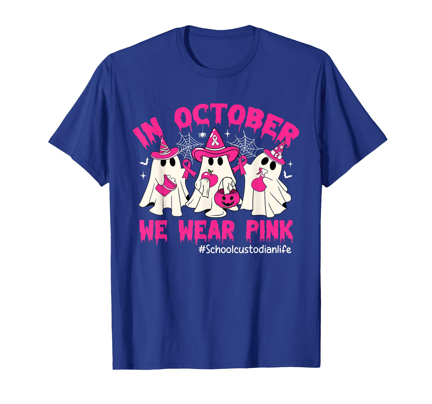 In October We Wear Pink School Custodian Life Breast Cancer T-Shirt