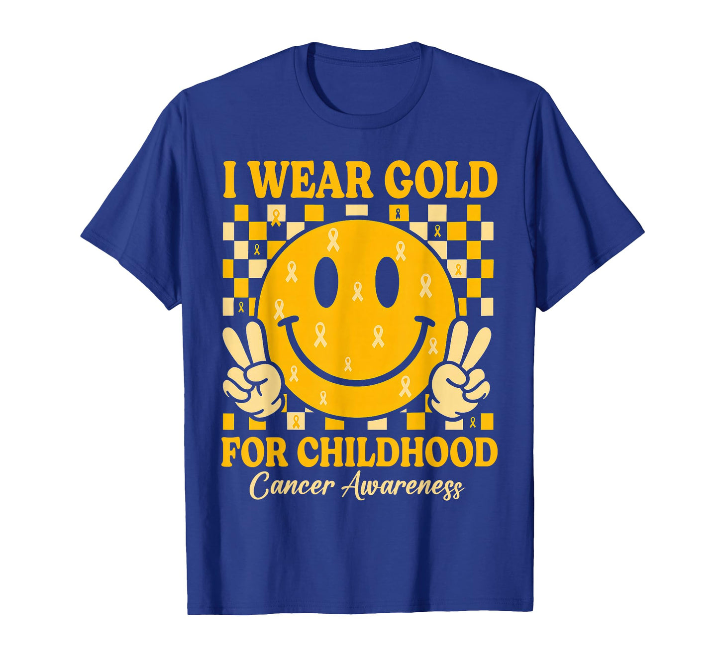 Retro I Wear Gold for Childhood Cancer Awareness Gold Ribbon T-Shirt
