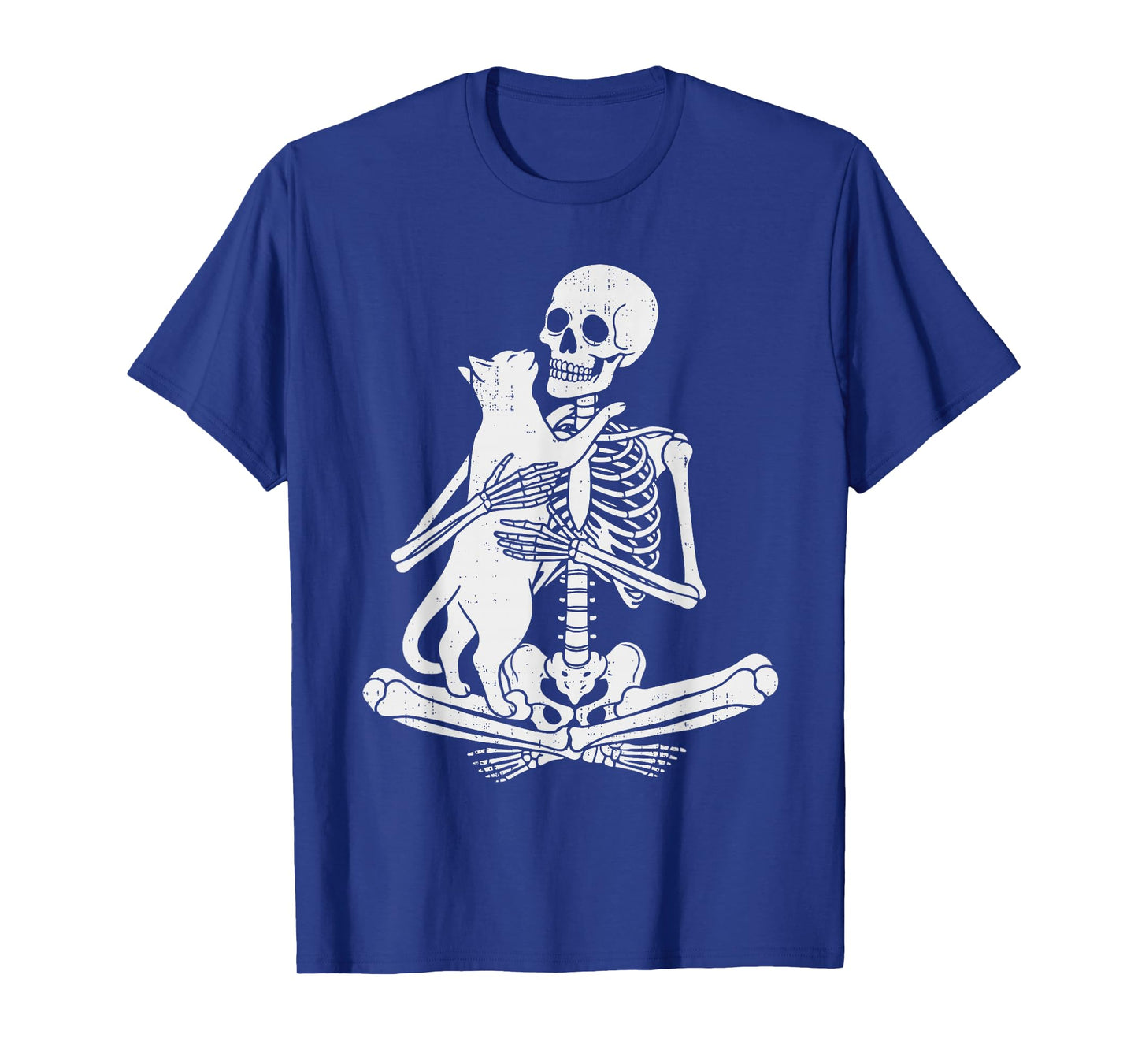 Skeleton Holding Cat Funny Spooky Halloween Meow Kitty Lover T-Shirt