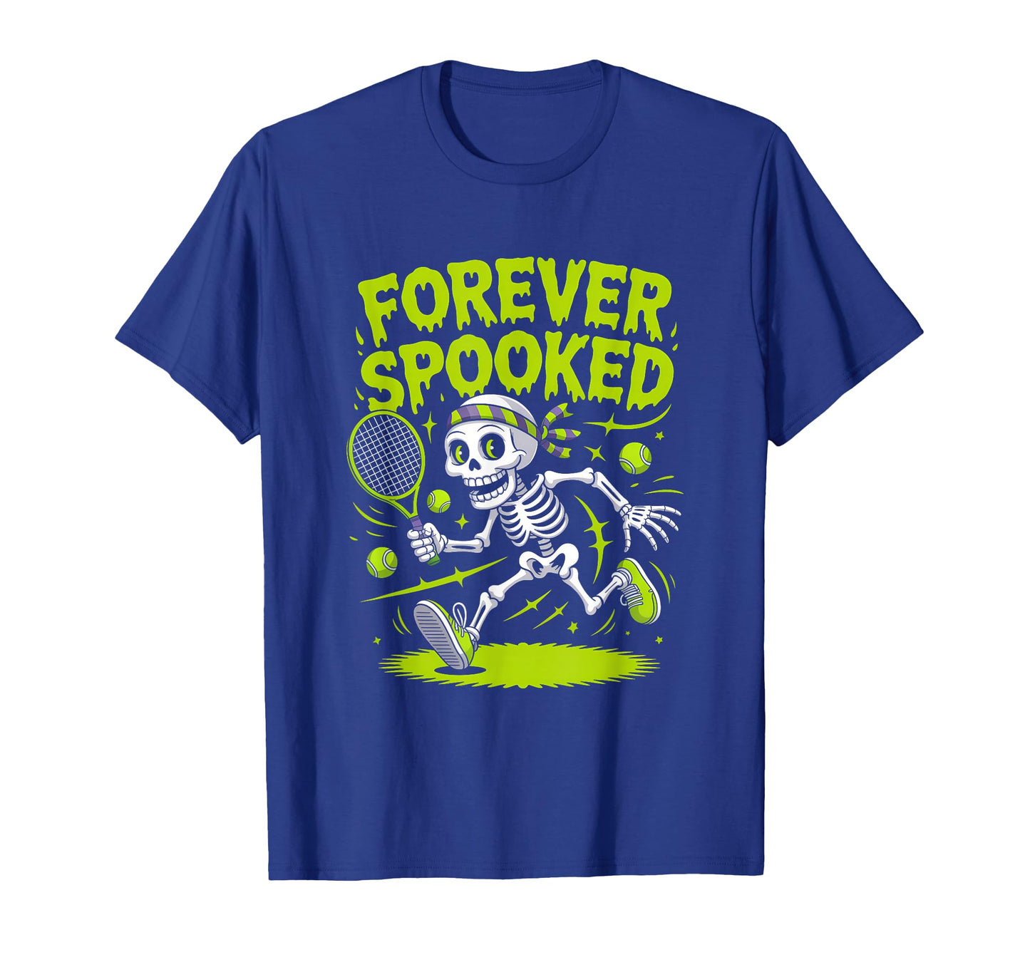 Halloween Skeleton Tennis Forever Spooked Tee T-Shirt