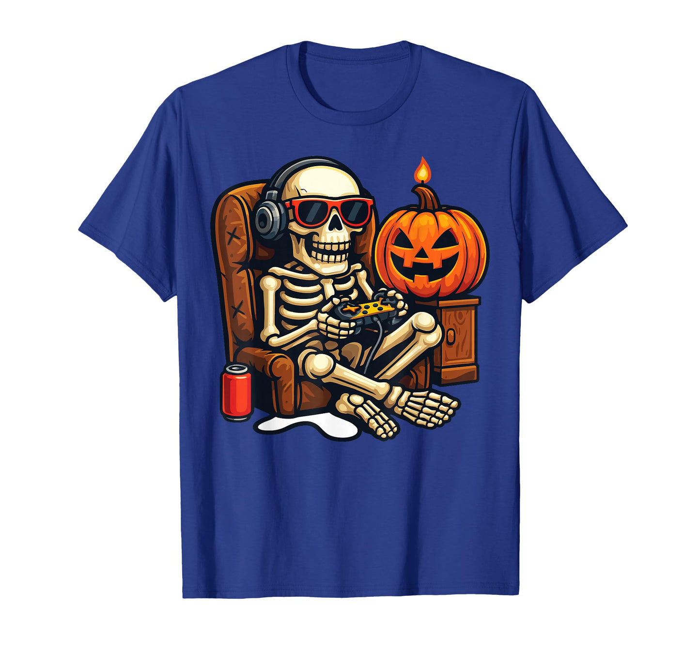 Halloween Skeleton Gamer Video Gaming Boys Men Kids T-Shirt