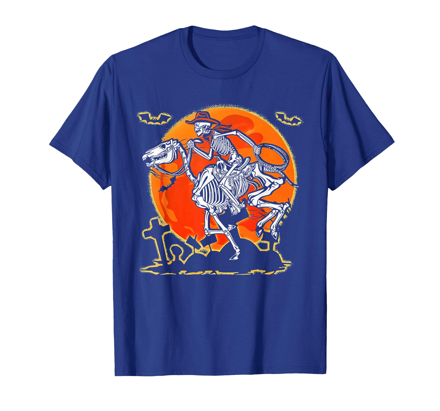Vintage Western Skeleton Cowboy Rodeo Spooky Halloween Funny T-Shirt
