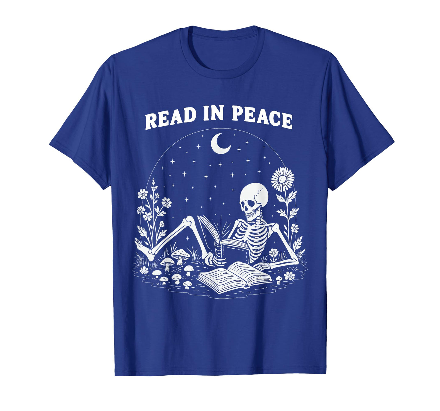 Read in Peace Skeleton Reading Book Halloween Tee T-Shirt