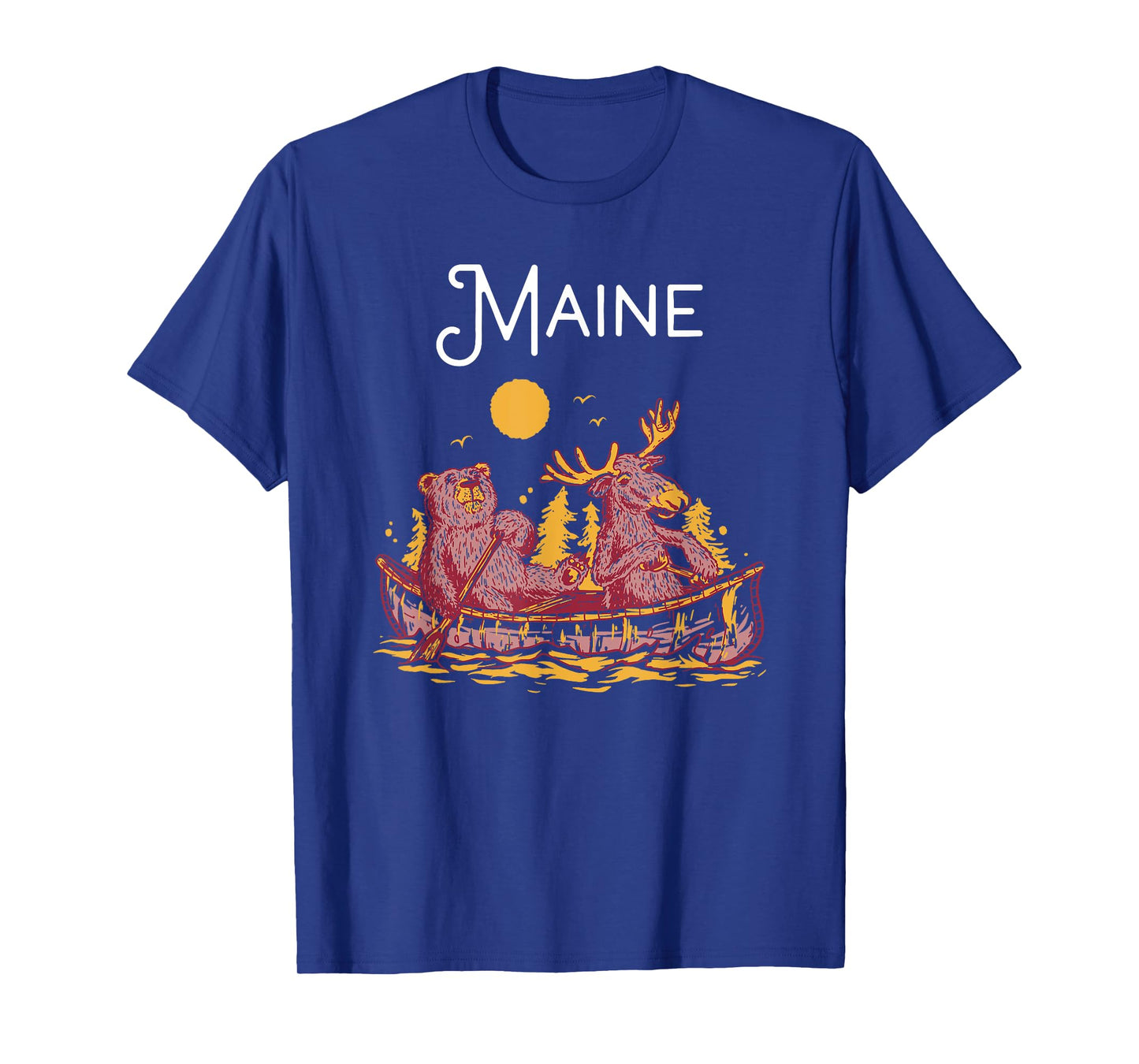 Maine Shirt Funny Canoe Moose Elk Bear Lake Canoeing T-Shirt
