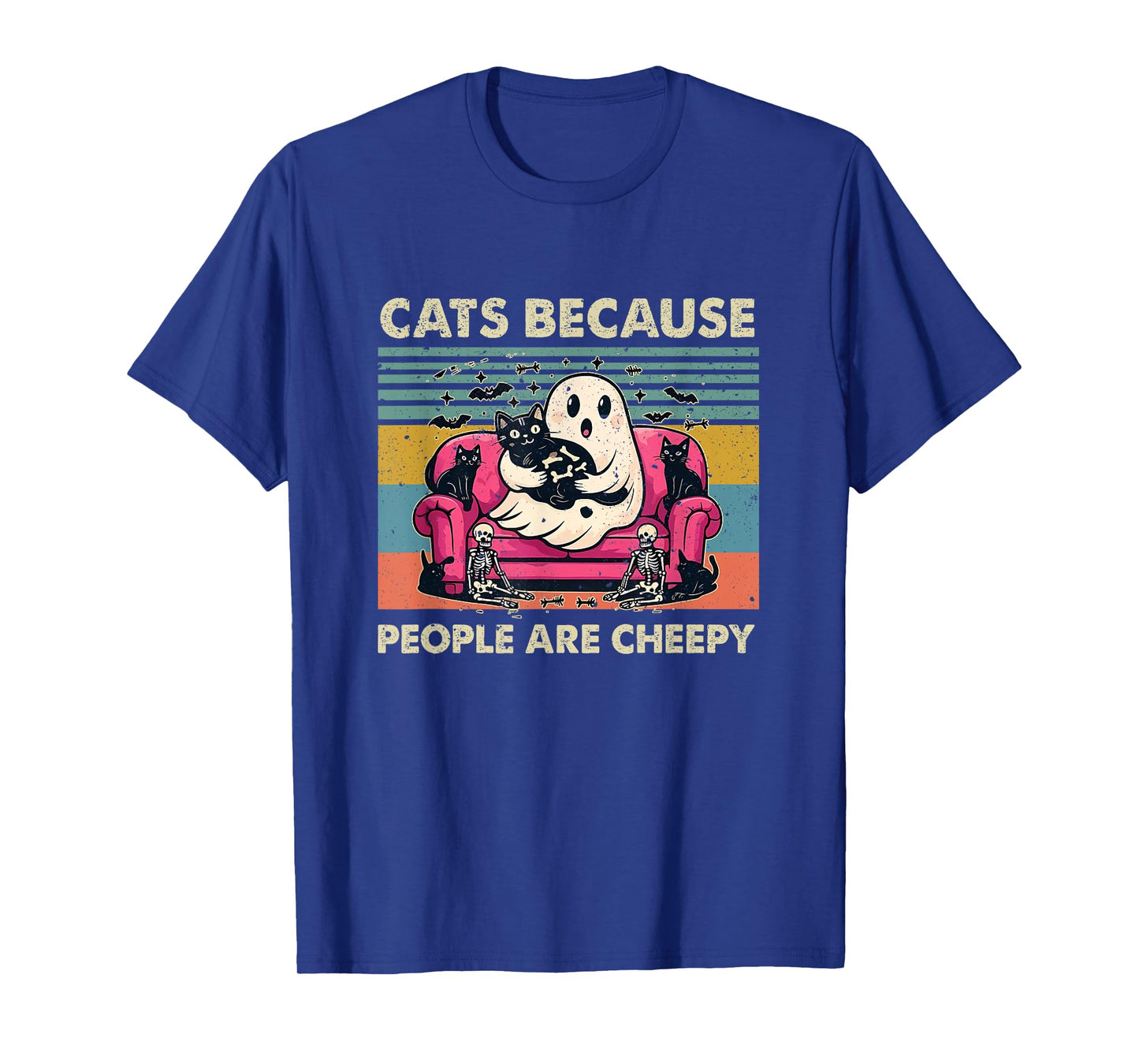 Cats Because People are Creepy Ghost Halloween T-Shirt