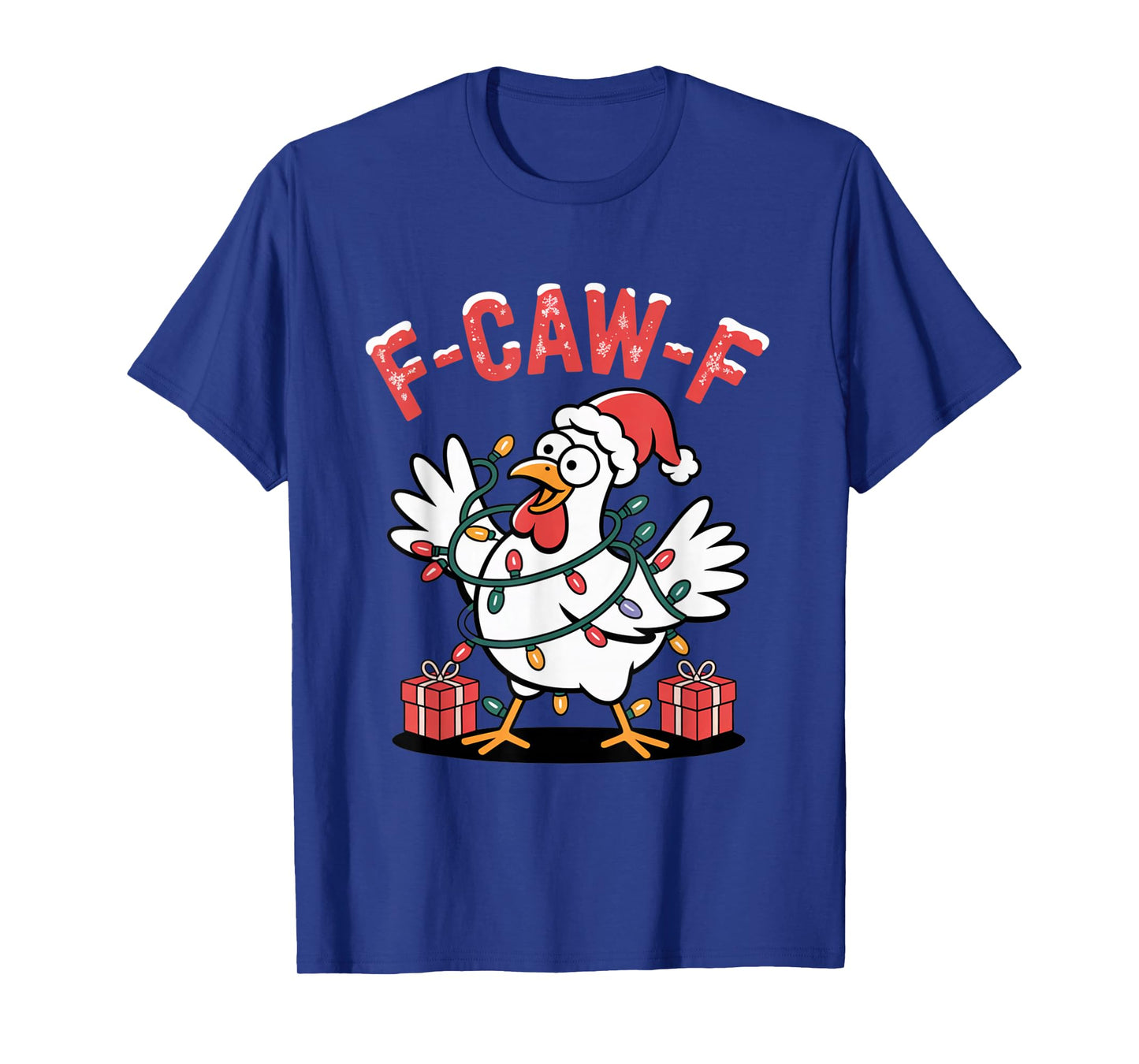 F-Caw-F FCAWF Funny Chicken Christmas Holiday Lights T-Shirt