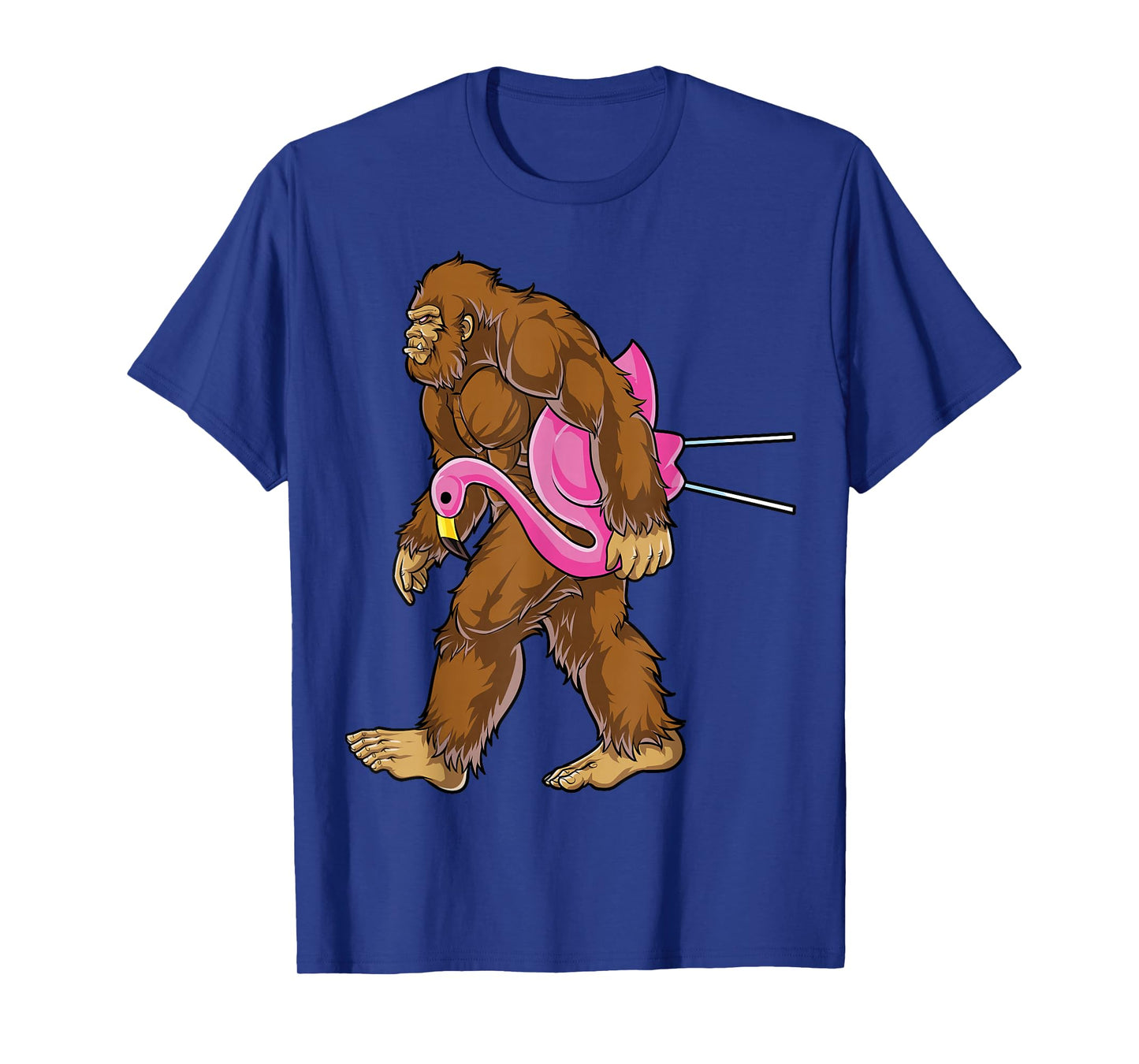 Bigfoot Carrying Lawn Flamingo Funny Men Women Sasquatch T-Shirt