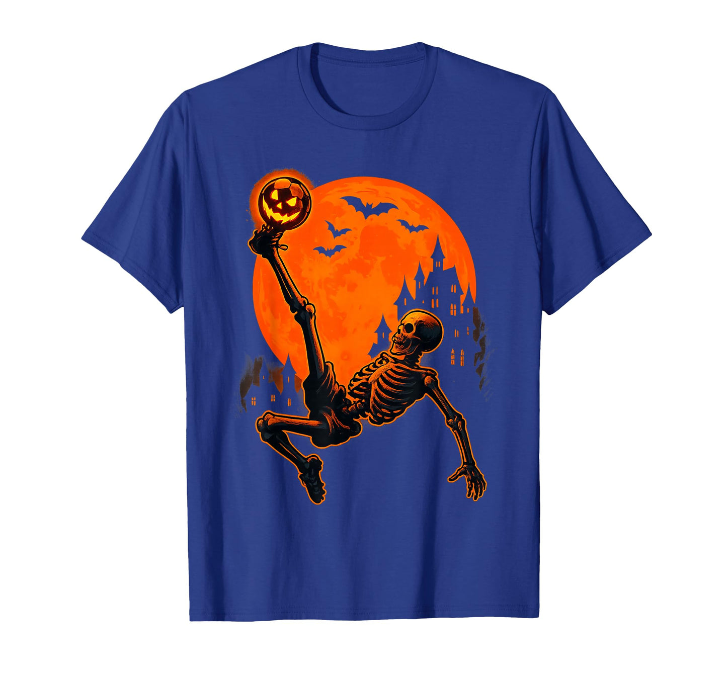 Skeleton Soccer Halloween Pumpkin Kick Sport Haunted Goal T-Shirt