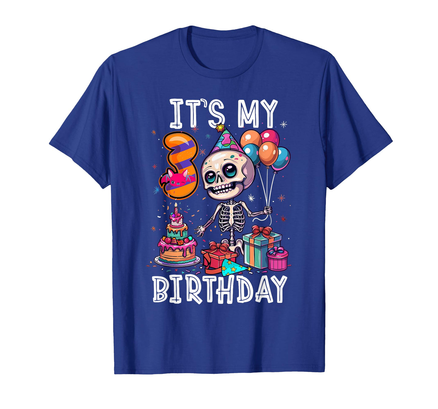 Kids It's My 3rd Birthday Boy Halloween Skeleton 3 Years Old T-Shirt
