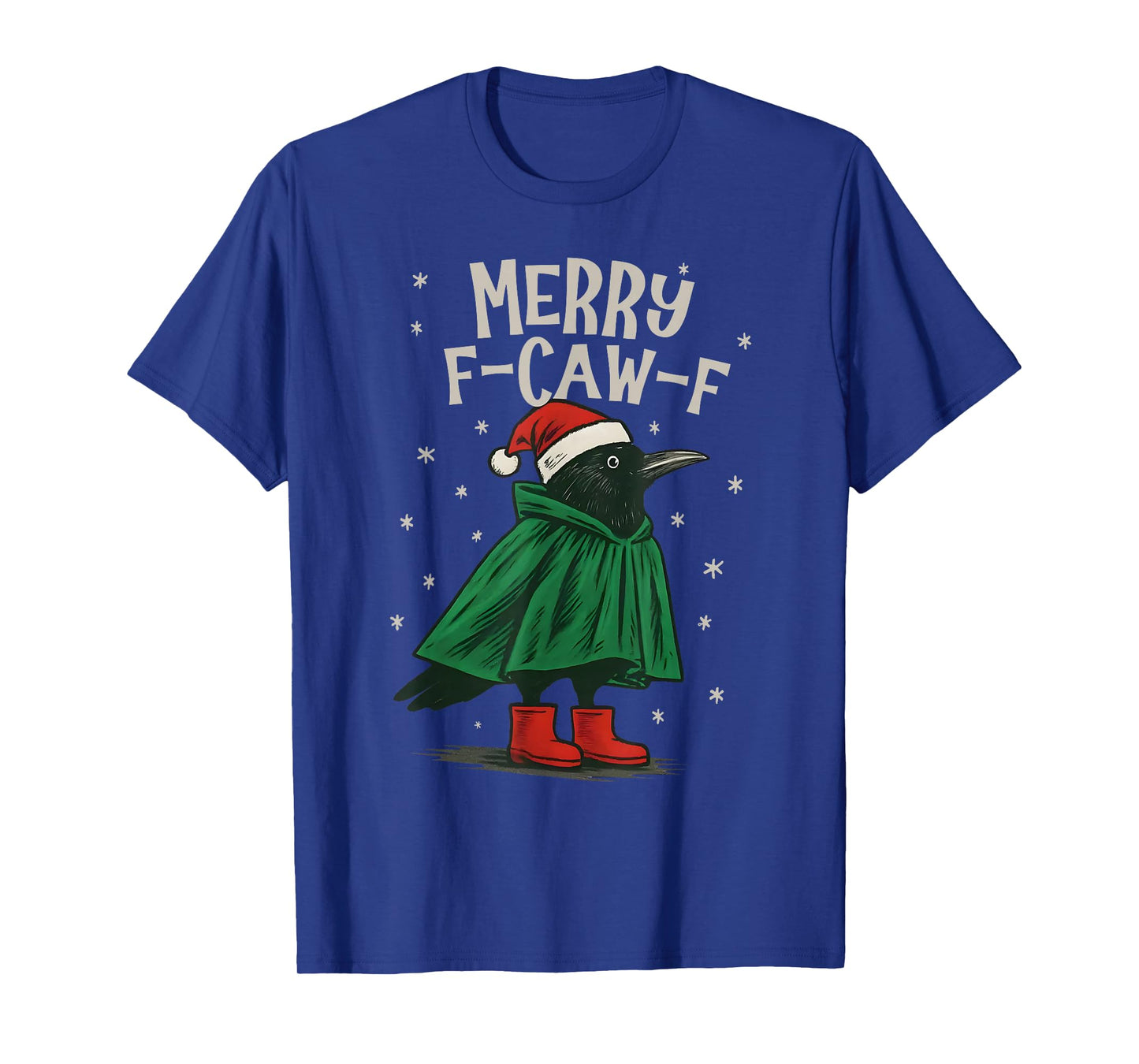 Funny Christmas F-Caw-F Holiday Cute Black Bird Santa Hat T-Shirt