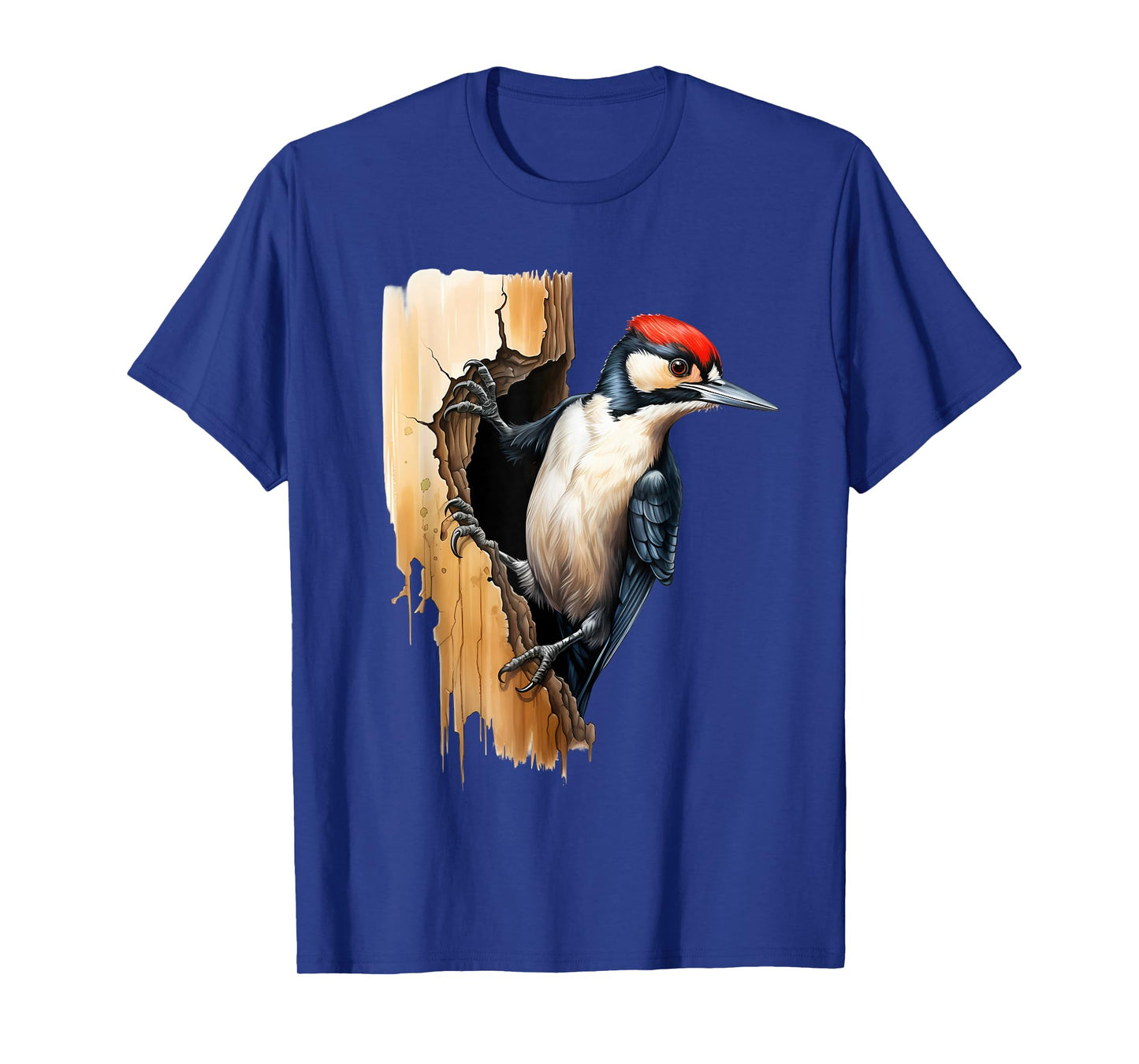 Woodpecker Wall Drawing Nature Wildlife Motif Animal Print T-Shirt
