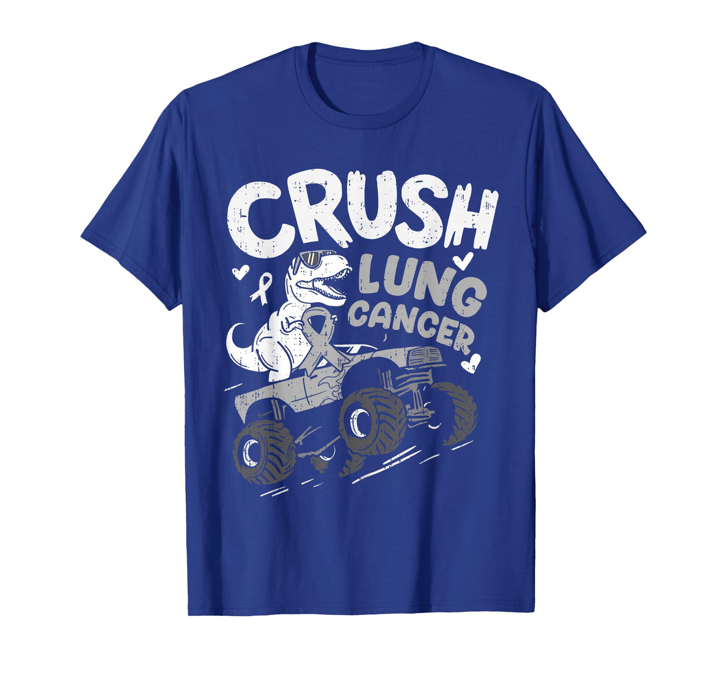 Crush Lung Cancer Awareness Dino T Rex White Ribbon Boy Kids T-Shirt