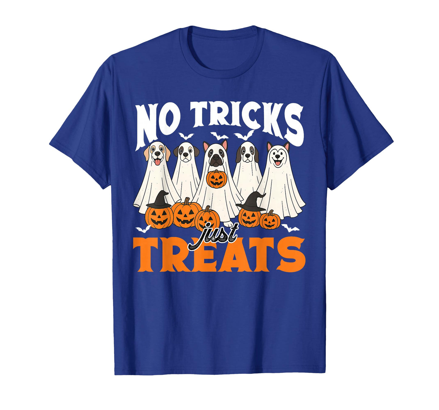 No Tricks Just Treats Funny Halloween Dog Ghost Costume T-Shirt