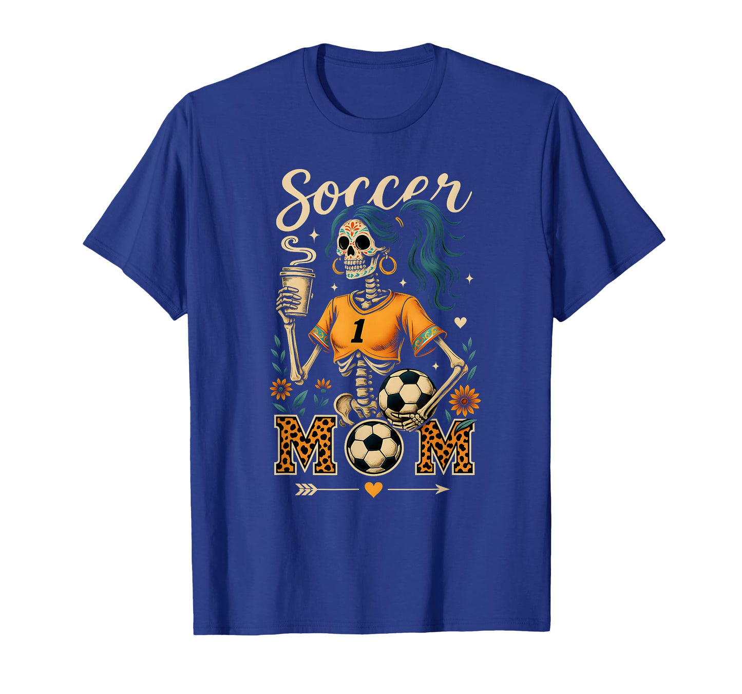 Soccer Mom Skeleton Coffee Leopard Style Vintage Halloween T-Shirt