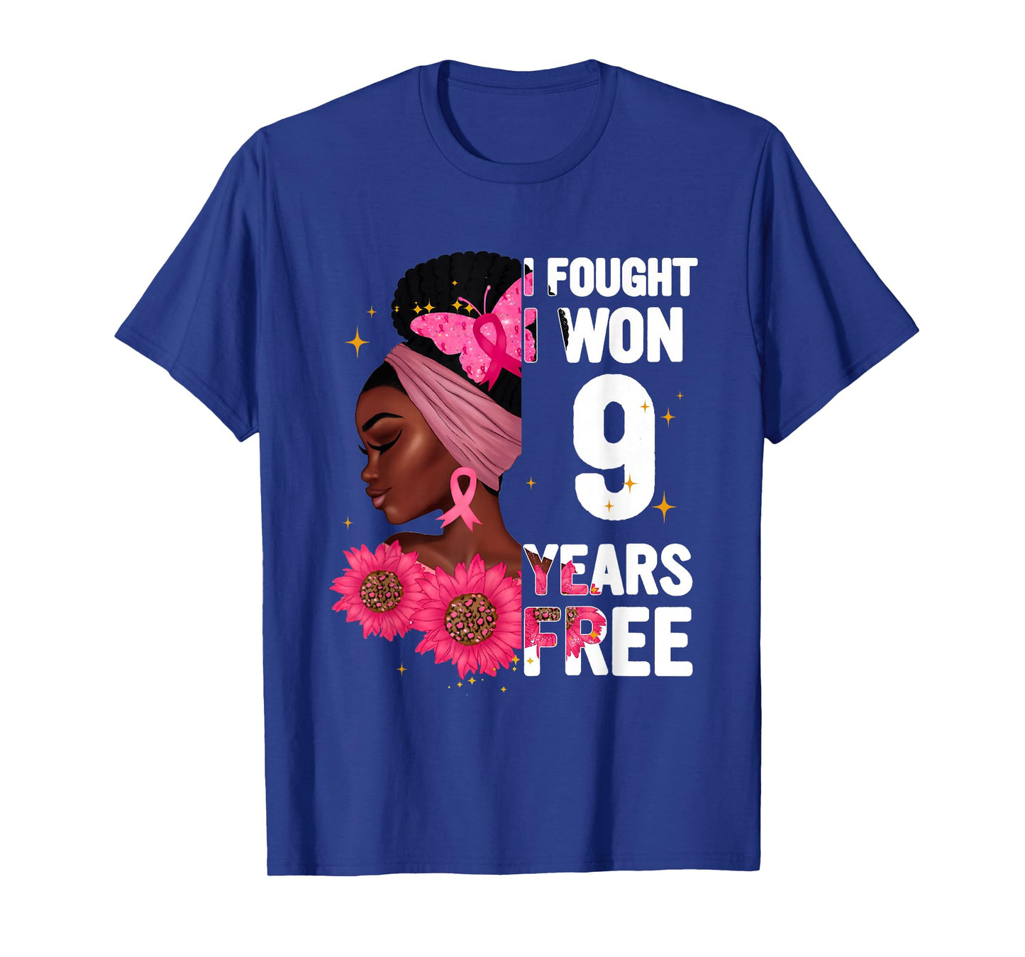 I Fought I Won 9 Year Free Breast Cancer Black Women T-Shirt