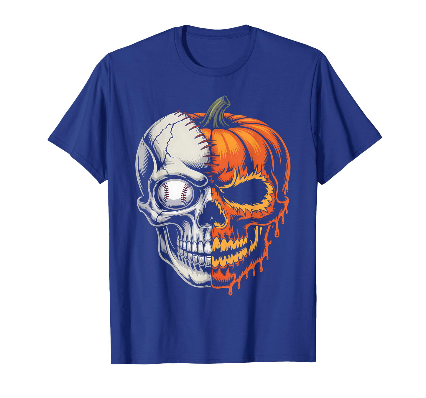 Baseball Player Halloween Pumpkin Skeleton, Skull Kids Teens T-Shirt