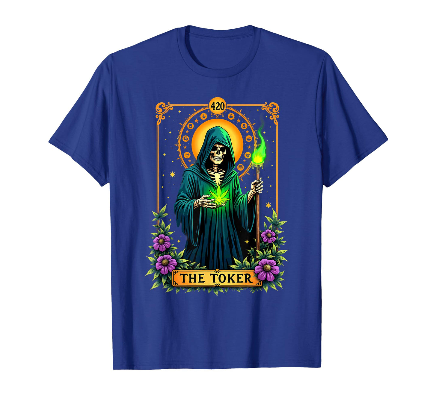 Tarot Card The Toker Cannabis Stoner Skeleton Halloween T-Shirt