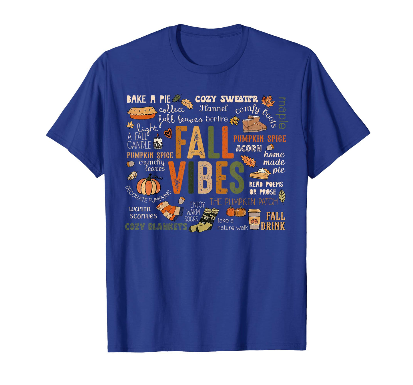 Retro Fall Vibes Thankful Autumn Pumpkin Spice Cozy Season T-Shirt