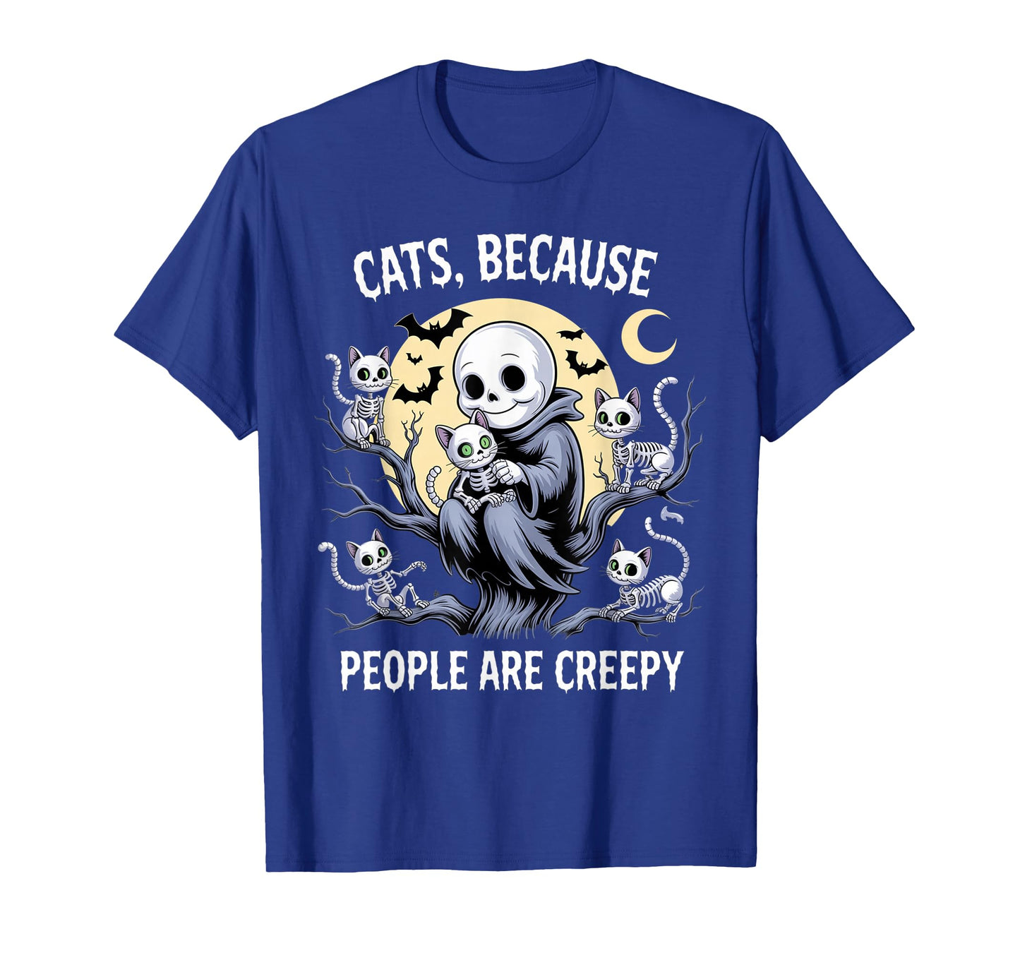 Cats Because People are Creepy Ghost Halloween Cat Mom Kids T-Shirt