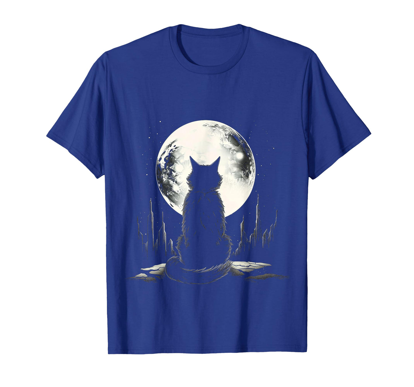 Cat Nature Moon Animal Illustration Art Graphic Motif Cat T-Shirt