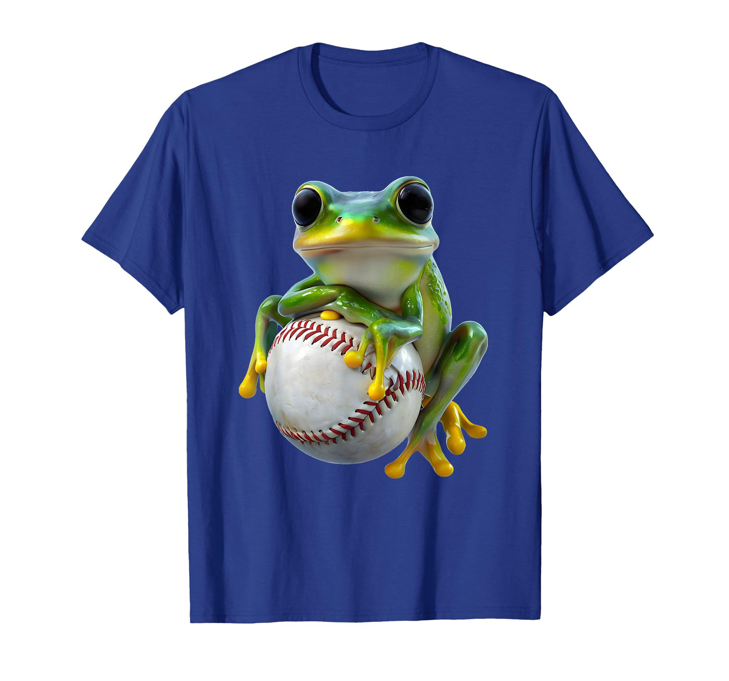 Green Frog Hugging Baseball Cute Funny Sports Animal Design T-Shirt