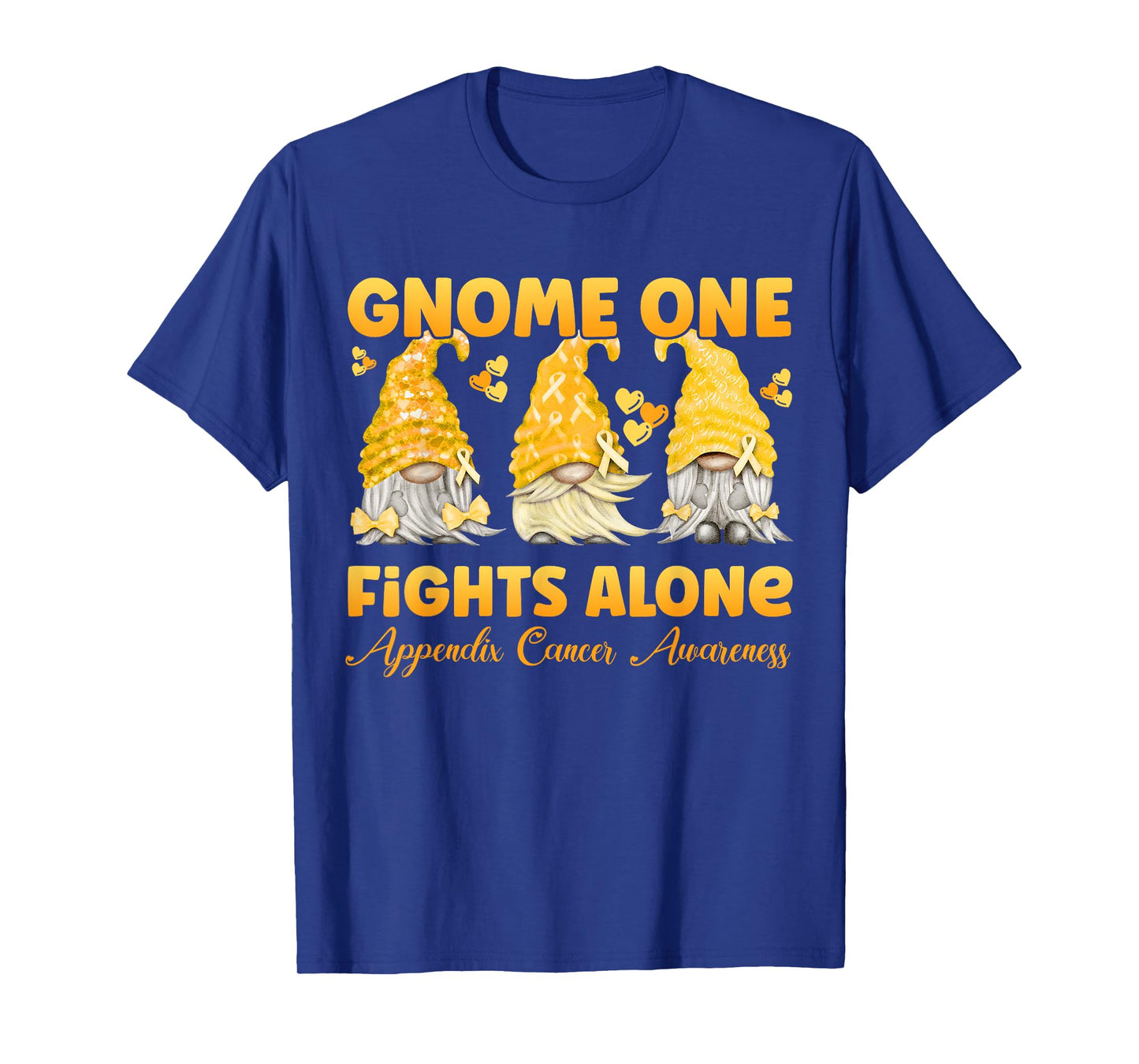Gnome One Fights Alone Amber Appendix Cancer Awareness T-Shirt