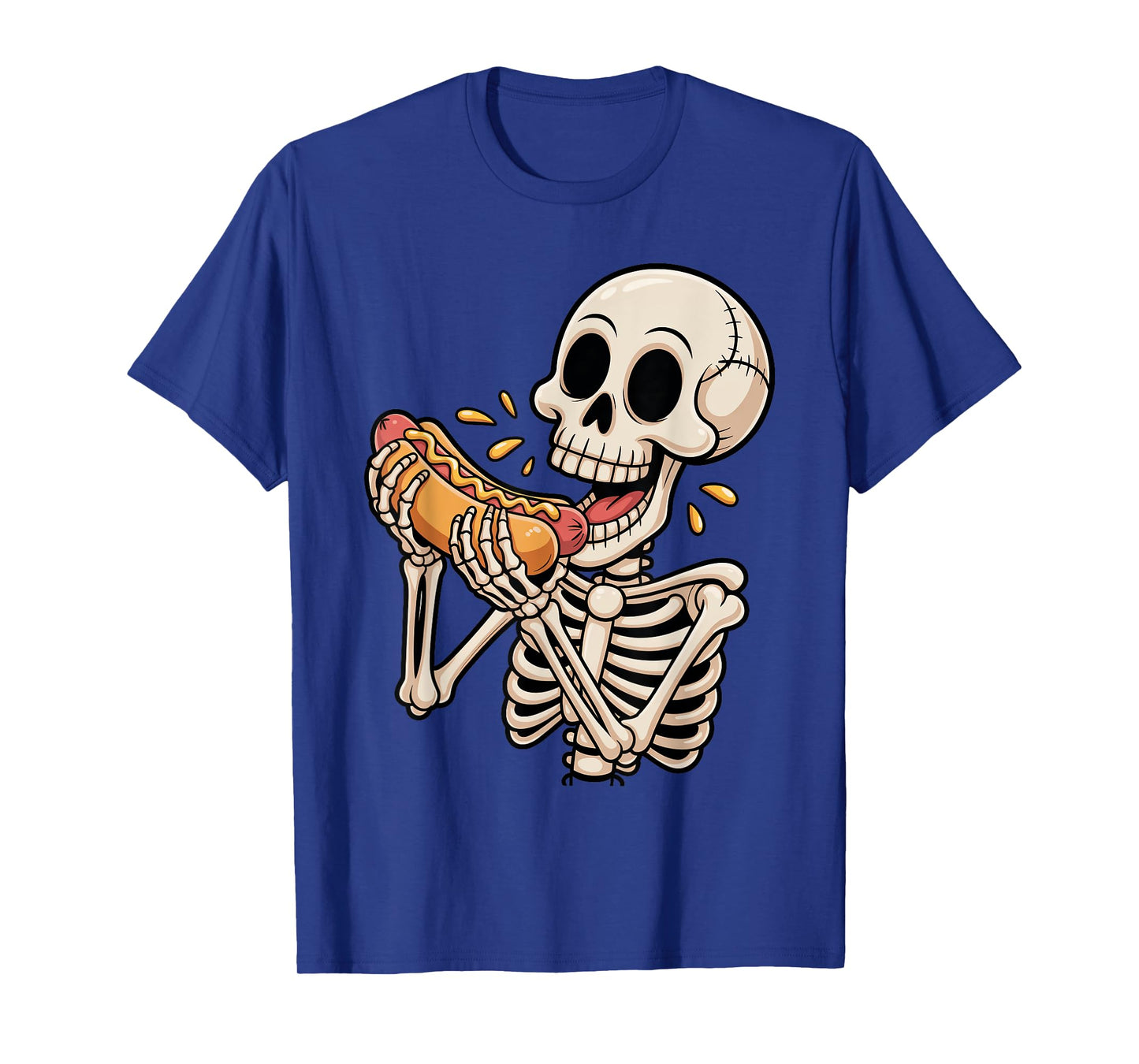 Funny Kids Skeleton Eating Hot Dog Halloween Trick or Treat T-Shirt