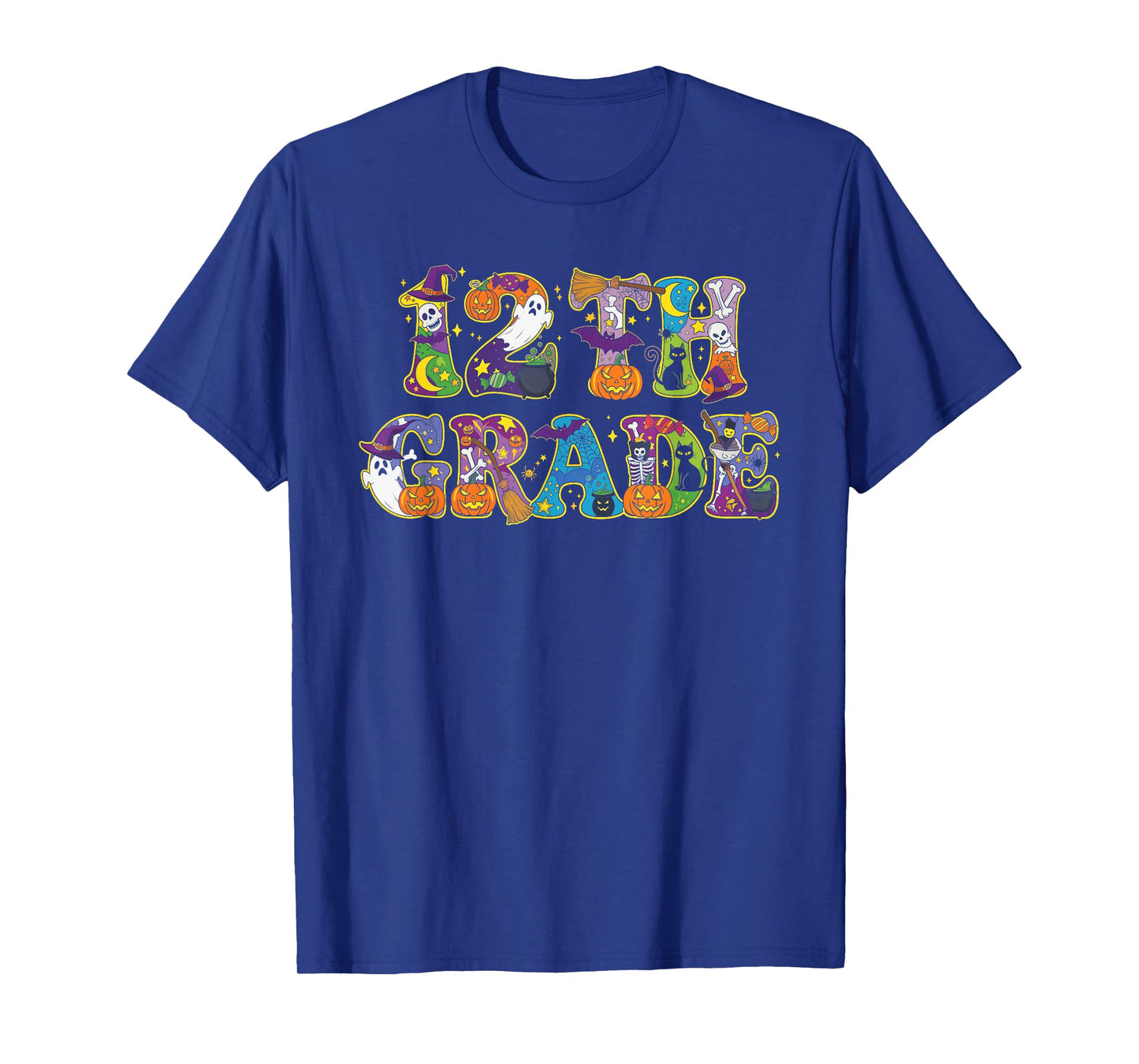 12th Grade Pumpkin Ghost Skeleton Halloween Kids Mens Womens T-Shirt