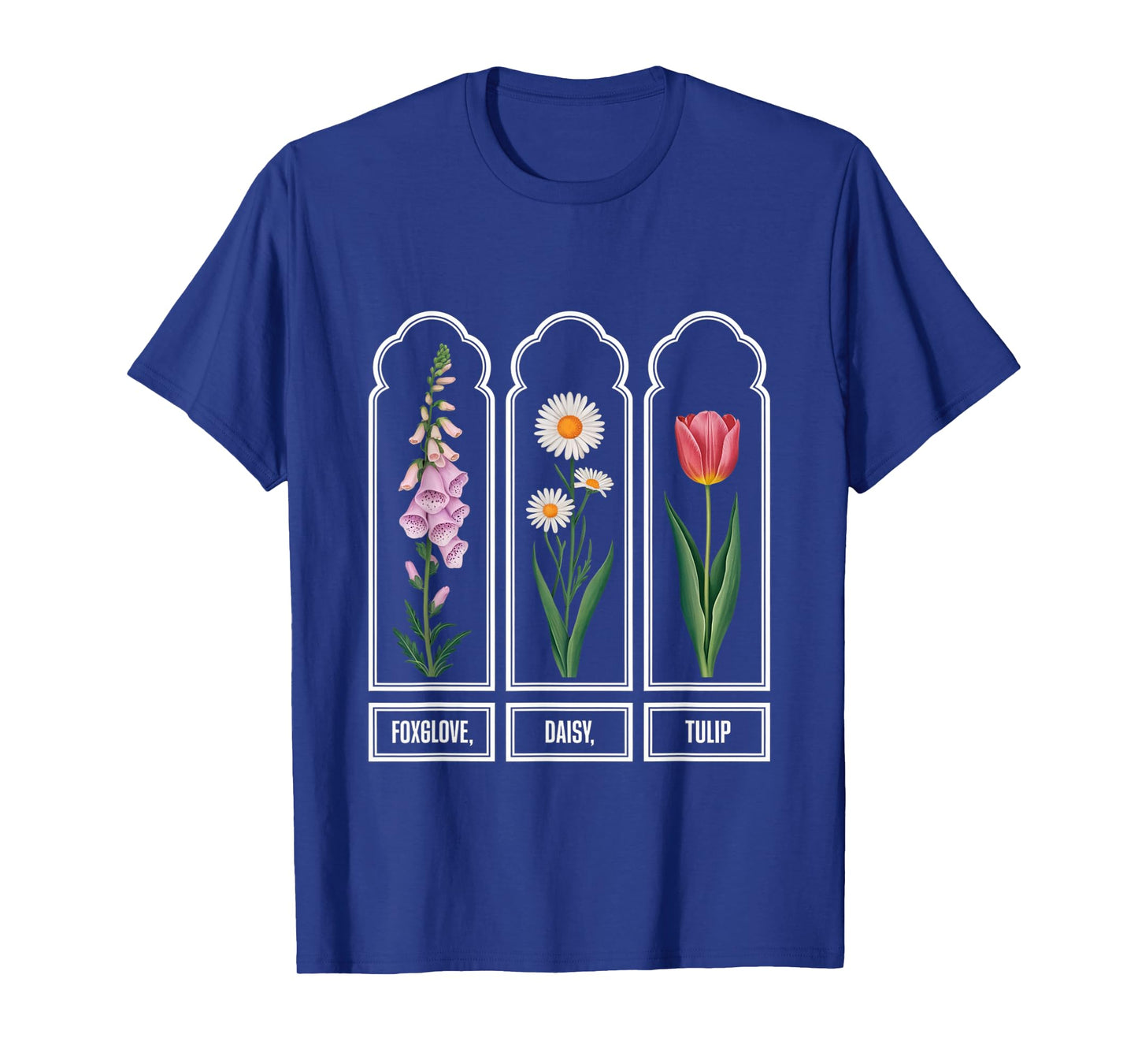 Foxglove Daisy Tulip Wildflower Garden Harmony Design T-Shirt