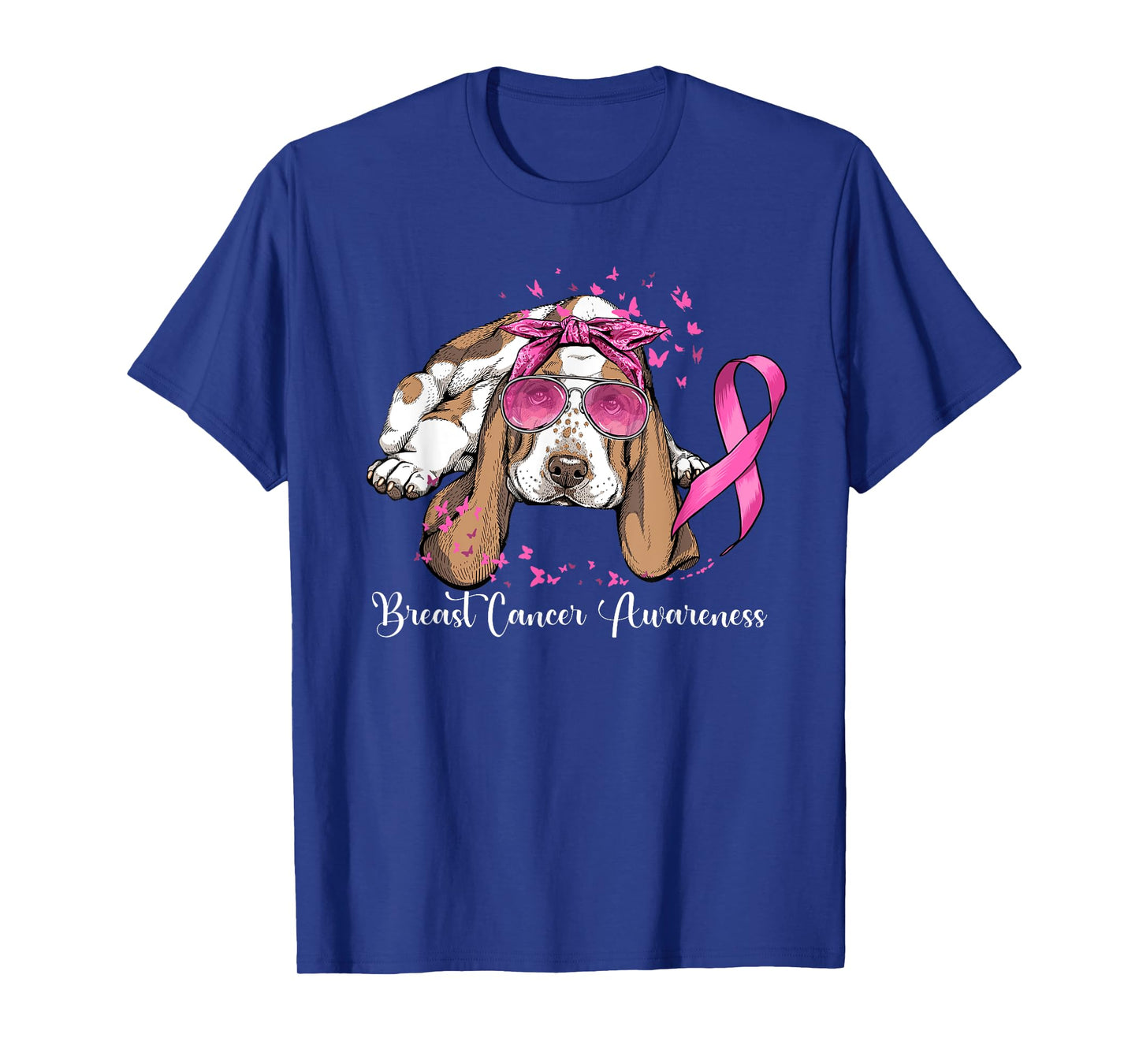Basset Hound Dog Lover Pink Ribbon Breast Cancer Awareness Men Women T-Shirt