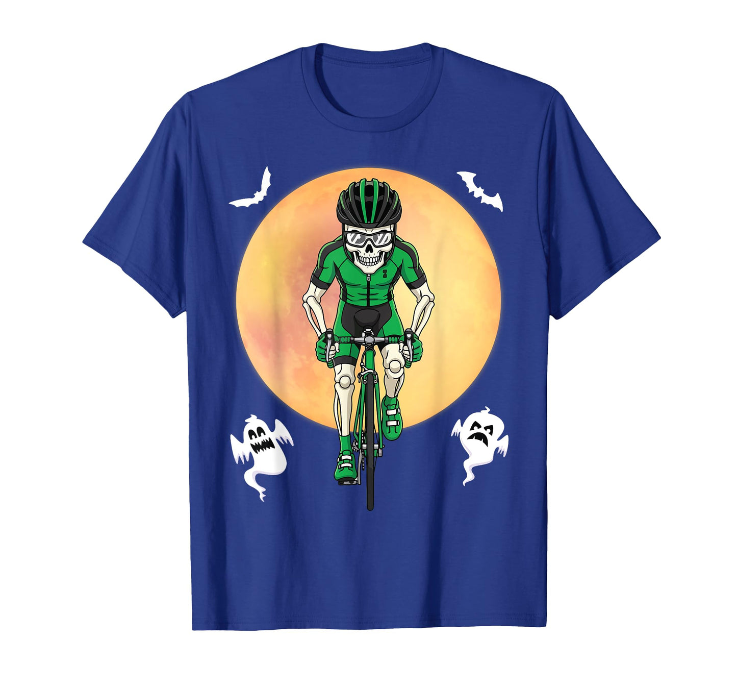 Skeleton Cycling Halloween Full Moon Spooky Style Cycler T-Shirt