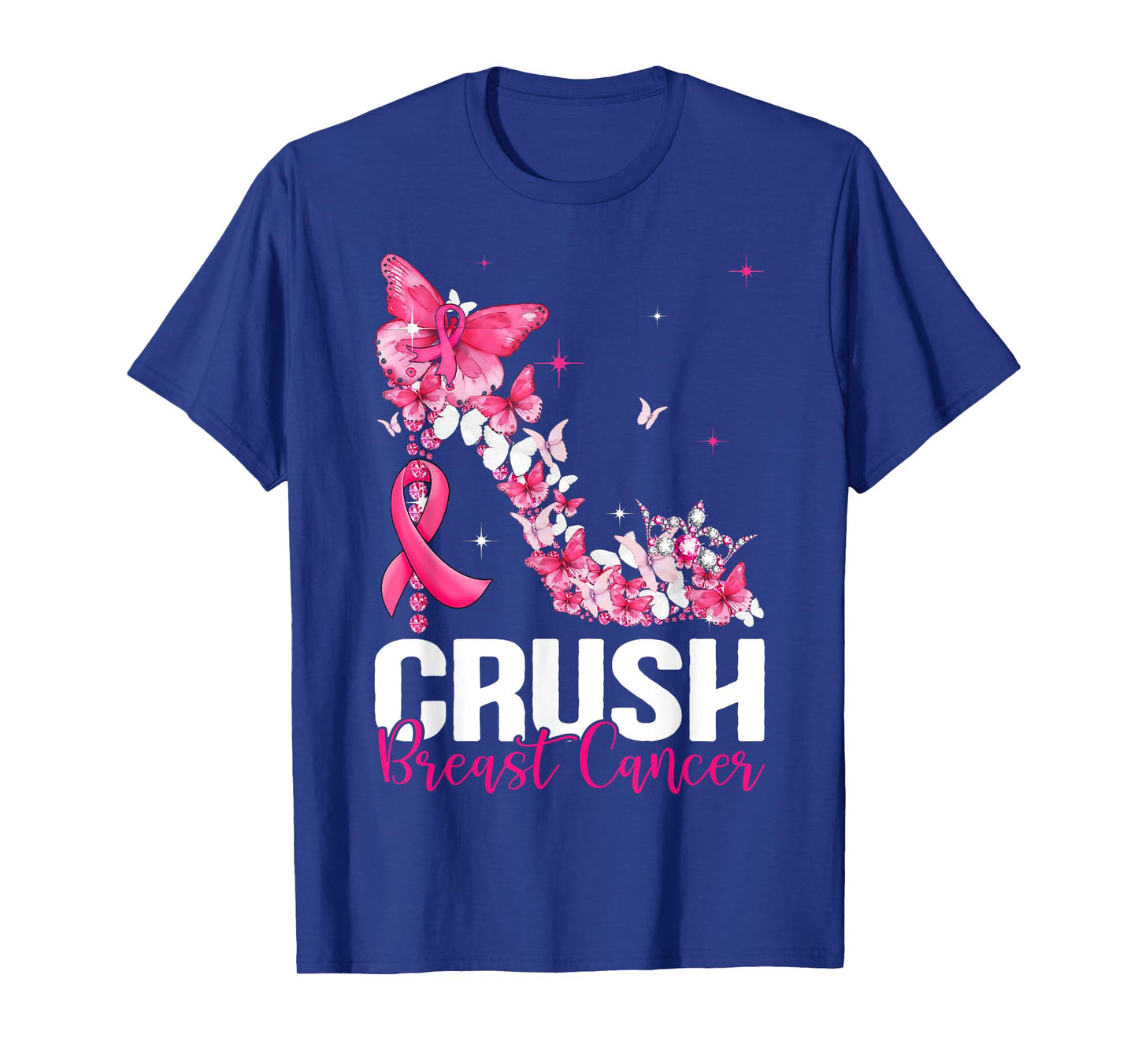 Crush Breast Cancer Awareness Bling Pink Ribbon Womens T-Shirt