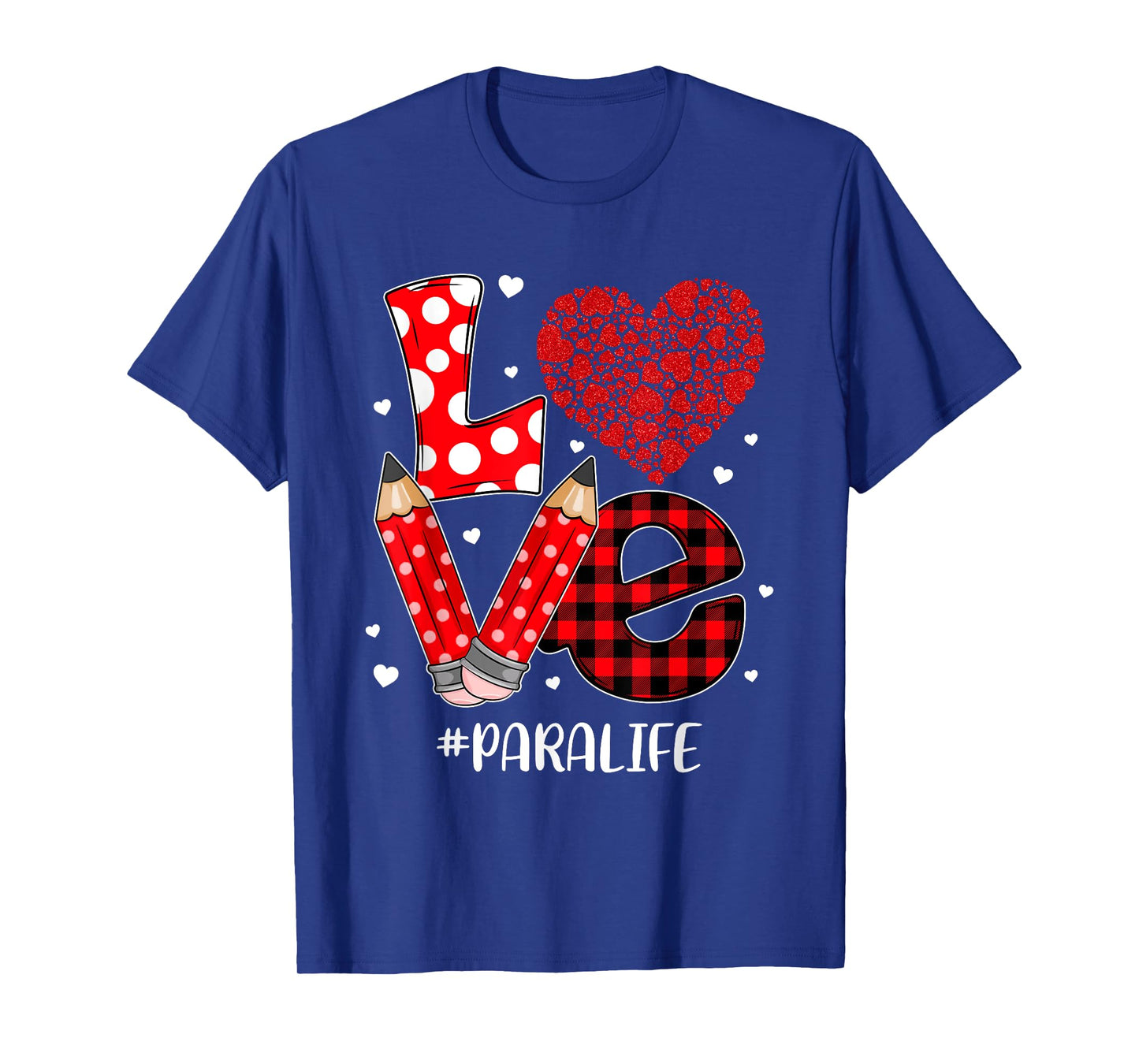 Funny Plaid Heart LOVE Para Life Valentine Day Christmas T-Shirt