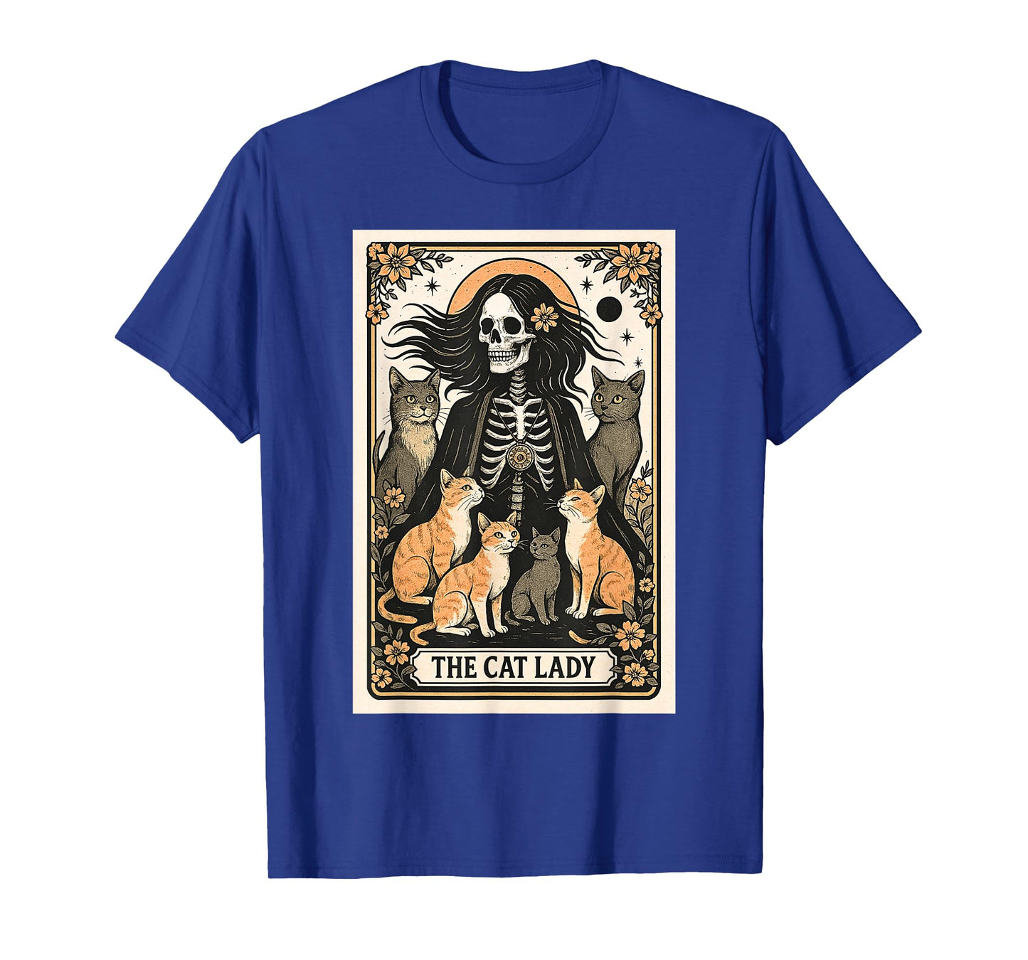 The Cat Lady Tarot Card Skeleton Witchy Cat Mom Cat Lover T-Shirt